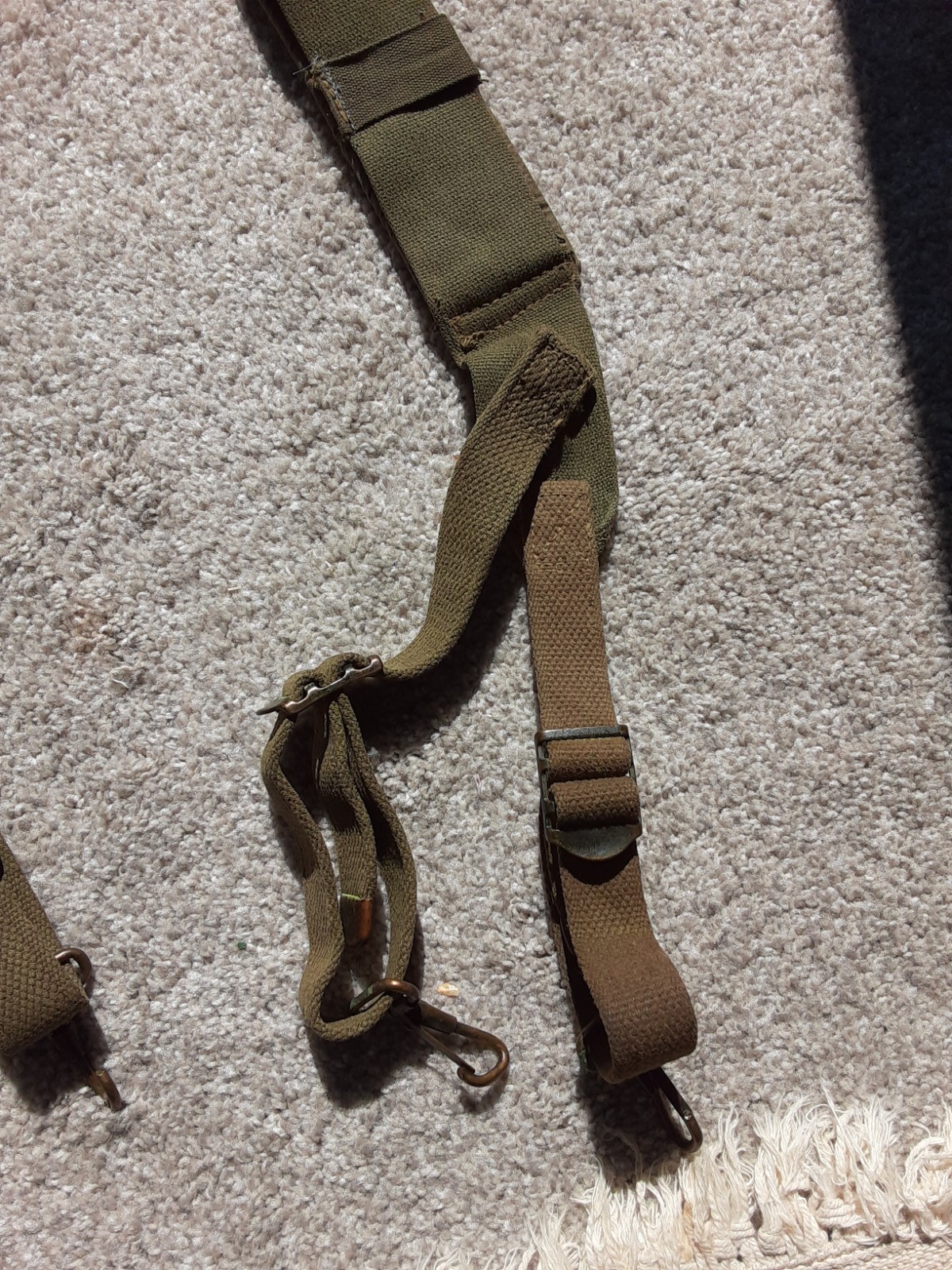 Original Korean / Vietnam War M-1945 Combat Support Straps OD Cotton Duck Web