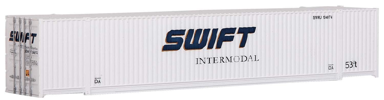 Walthers HO Scale 53' Singamas Corrugated-Side Container Swift (White, Blue)