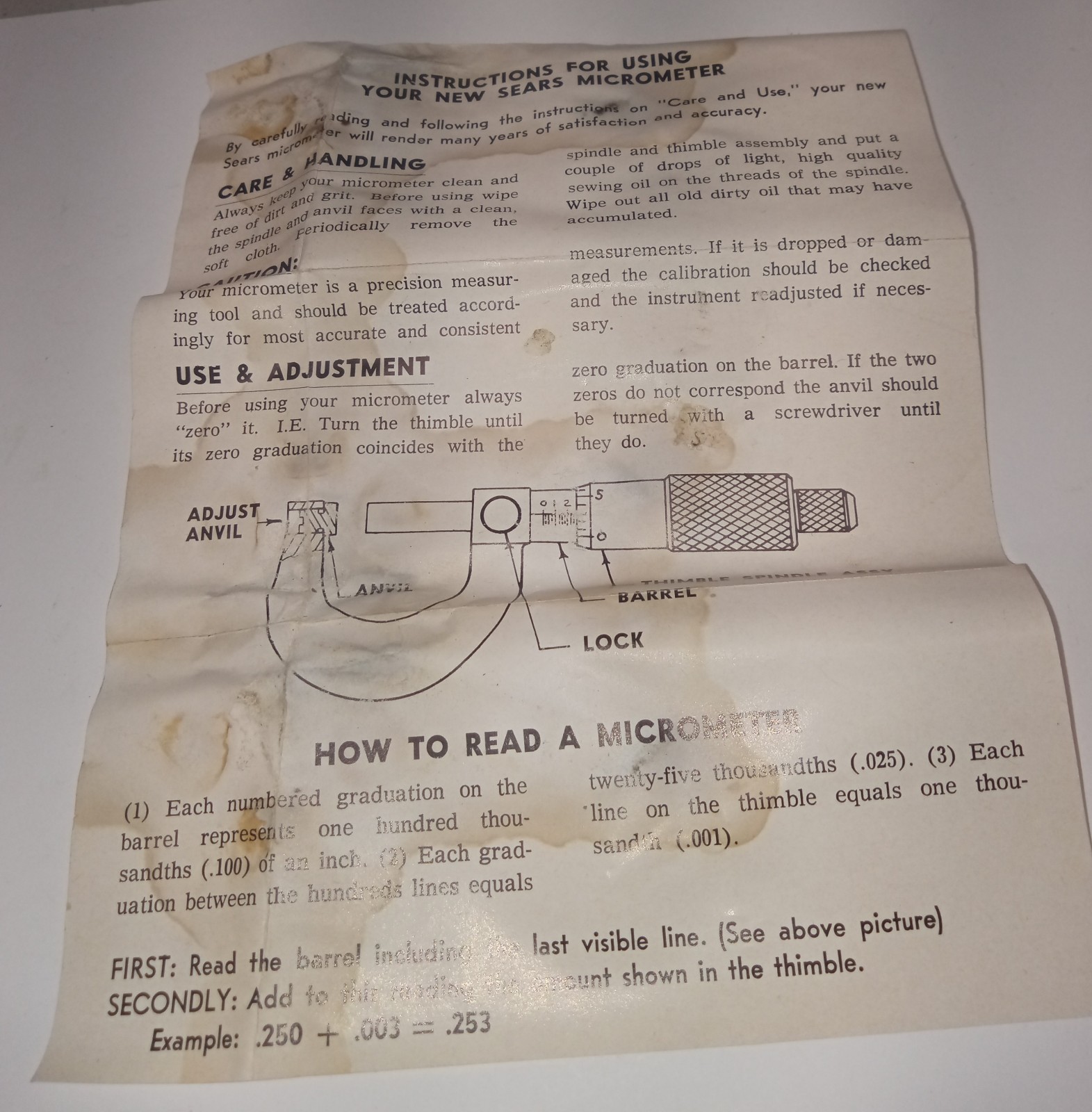 Vintage Sears 40701 0 0-1" Micrometer