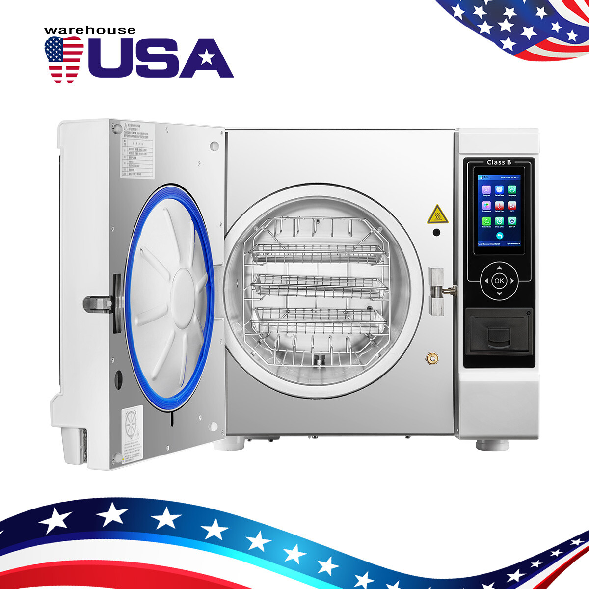 22L Dental Class B Autoclaves Steam Sterilizers built-in Printer/Storage Cabinet