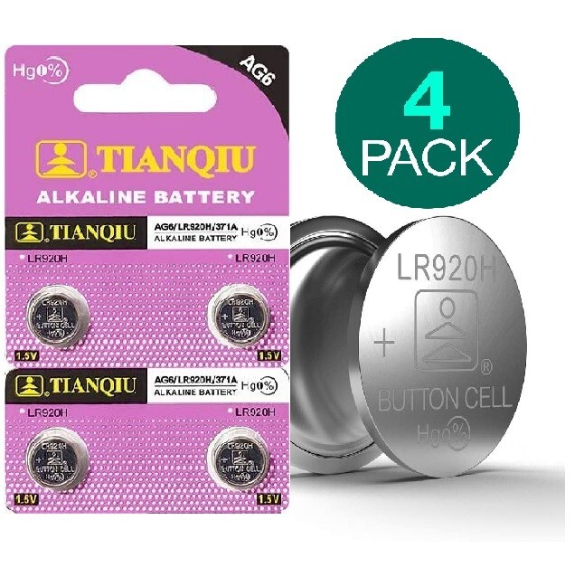 4 Pack New AG6 LR920H SR920W 370 371A G6 SR69 LR69 BUTTON CELL BATTERY WATCH Pc
