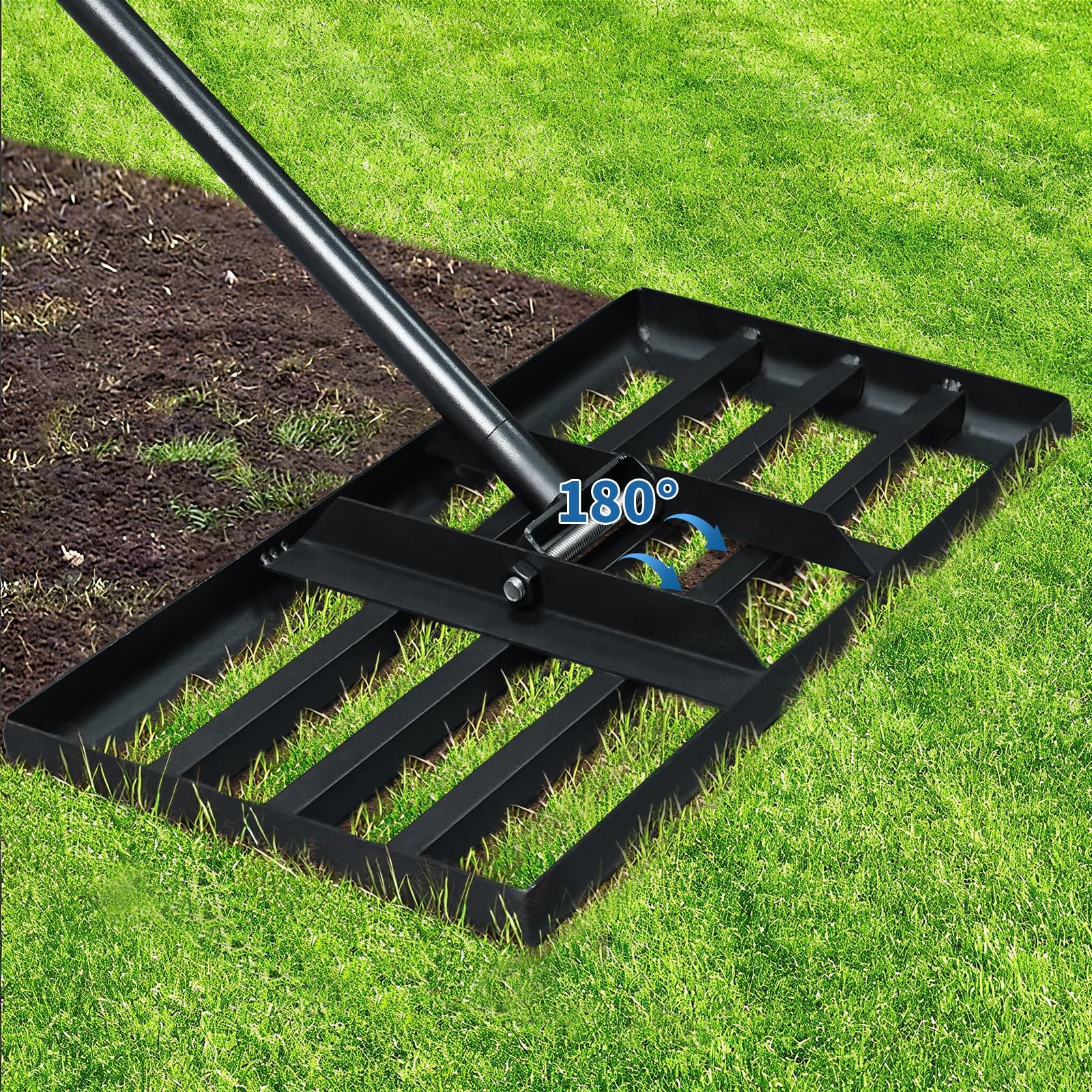 Lawn Leveling Rake - Heavy Duty Stainless Steel Lawn Leveler Tool with 17"x10"
