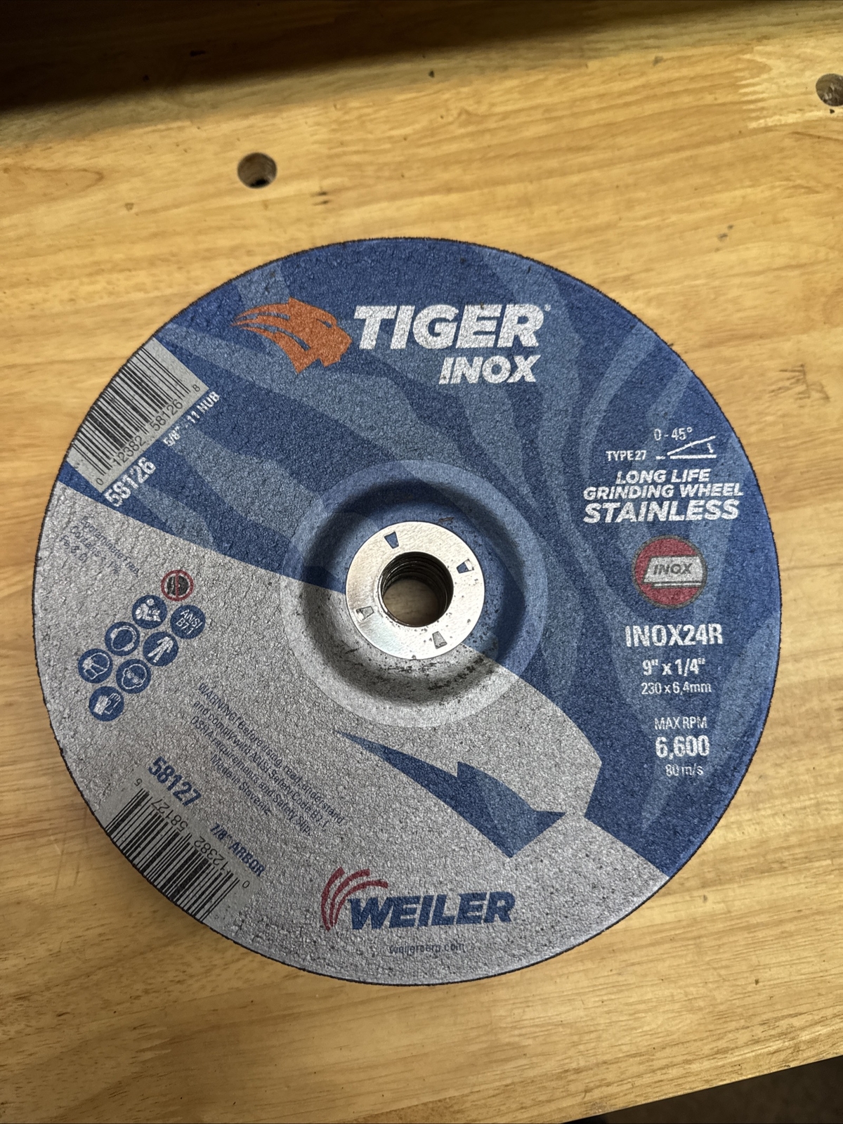 (10) Weiler Tiger Inox Long Life Grinding Wheel Stainless 9” X 1/4”