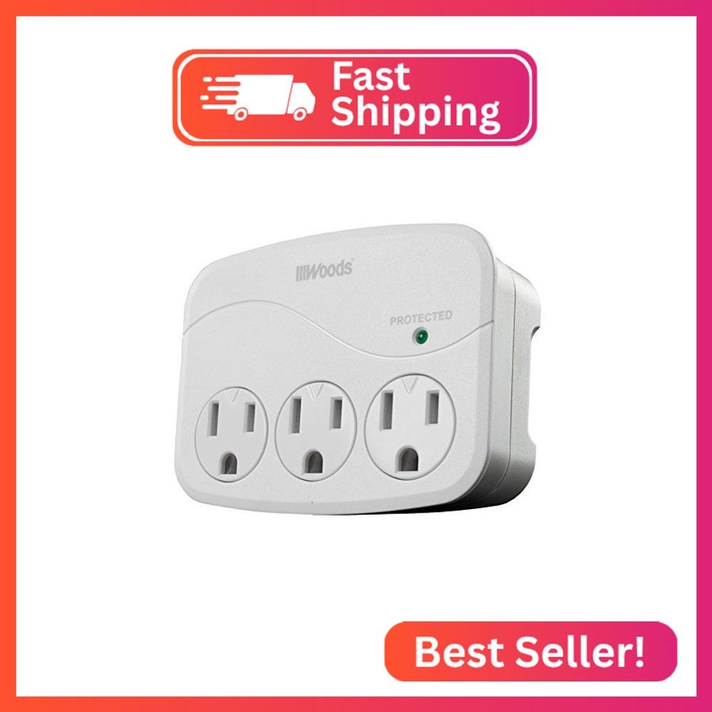 Southwire Woods Surge Protector - 3 Power Outlets - 1000J Electrical Overload Pr