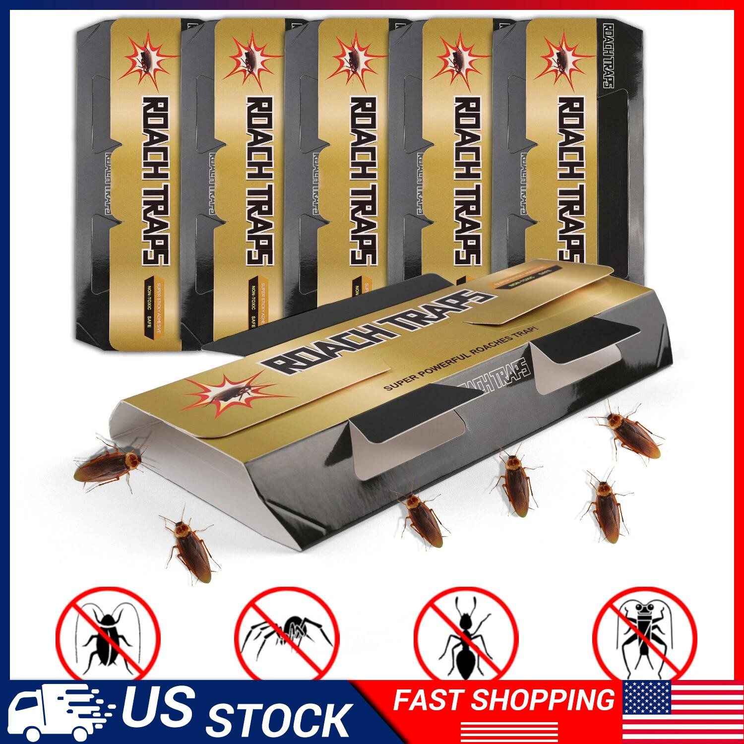 5X-30X Pest Roach Glue Trap Cockroach Killer Bait Catchers Office Motel Indoor