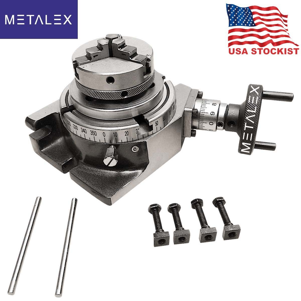 New Rotary Table Horizontal Vertical With 65mm 3 Jaw Lathe Chuck Backplate USA