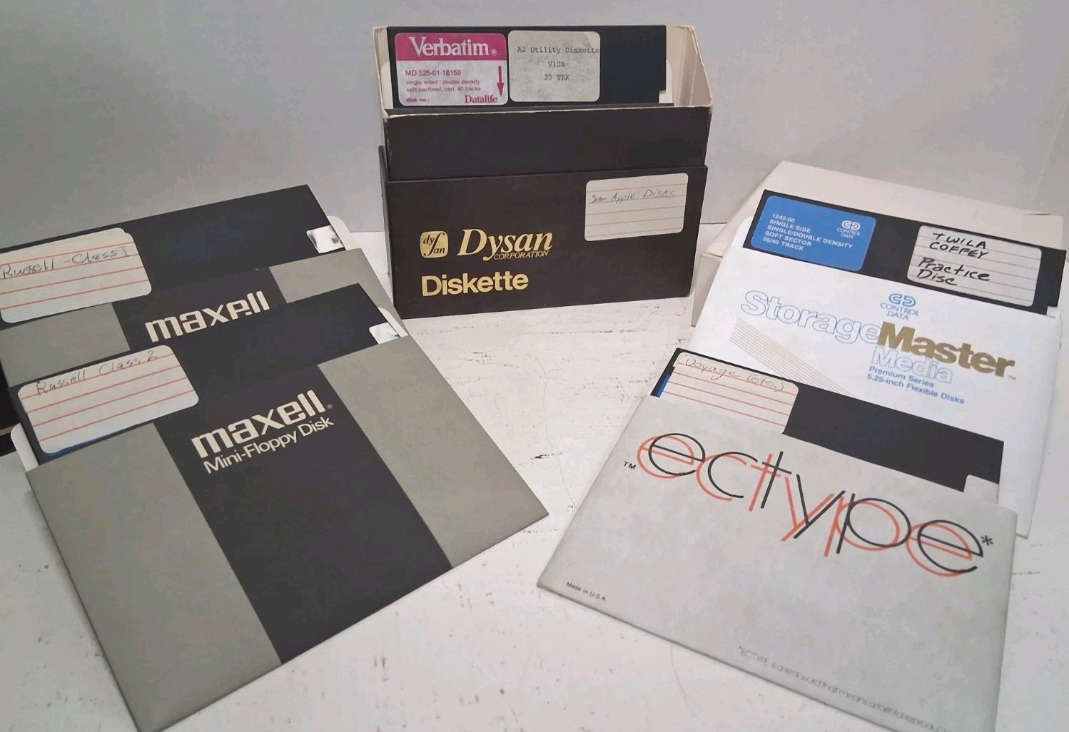 Vintage Apple II 5.25" Floppy Disk Lot Dysan Box A2 Utility Estate Find