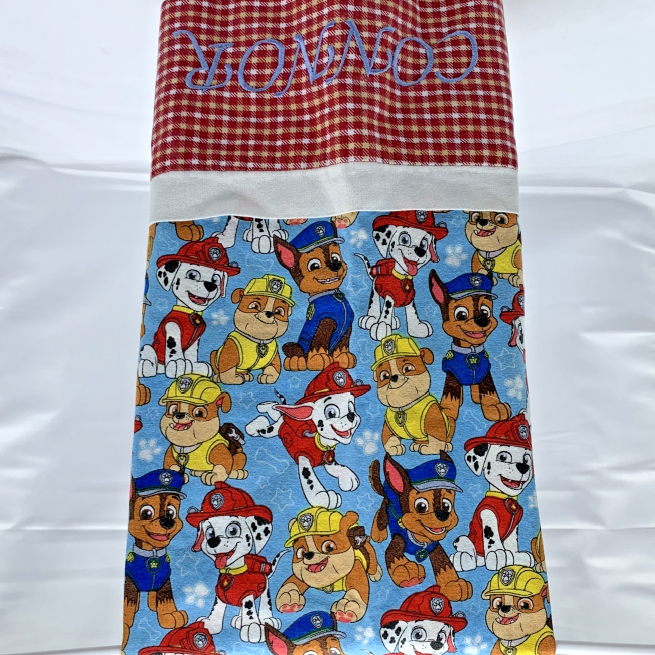 Paw Patrol Pillow Case Embroidered “Connor” Chase Marshall Rubble Primary Colors