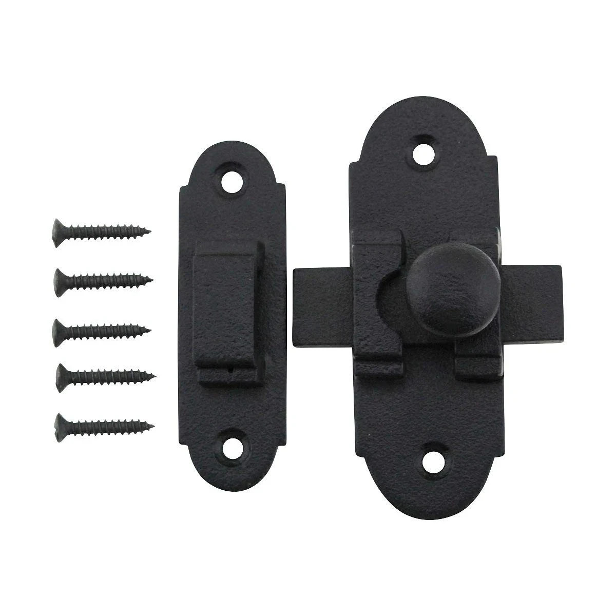 Renovators Supply Black Wrought Iron Slide Bolt Door Latch - Decorative Antique
