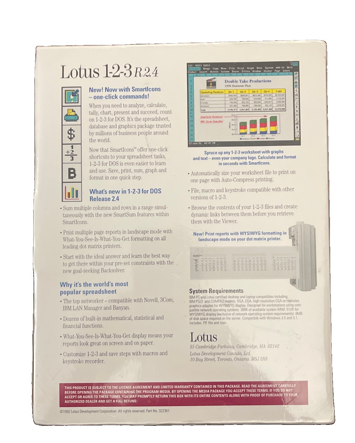 Lotus 1-2-3 For DOS Release 2.4. USA Node Edition-Network Version No Media New