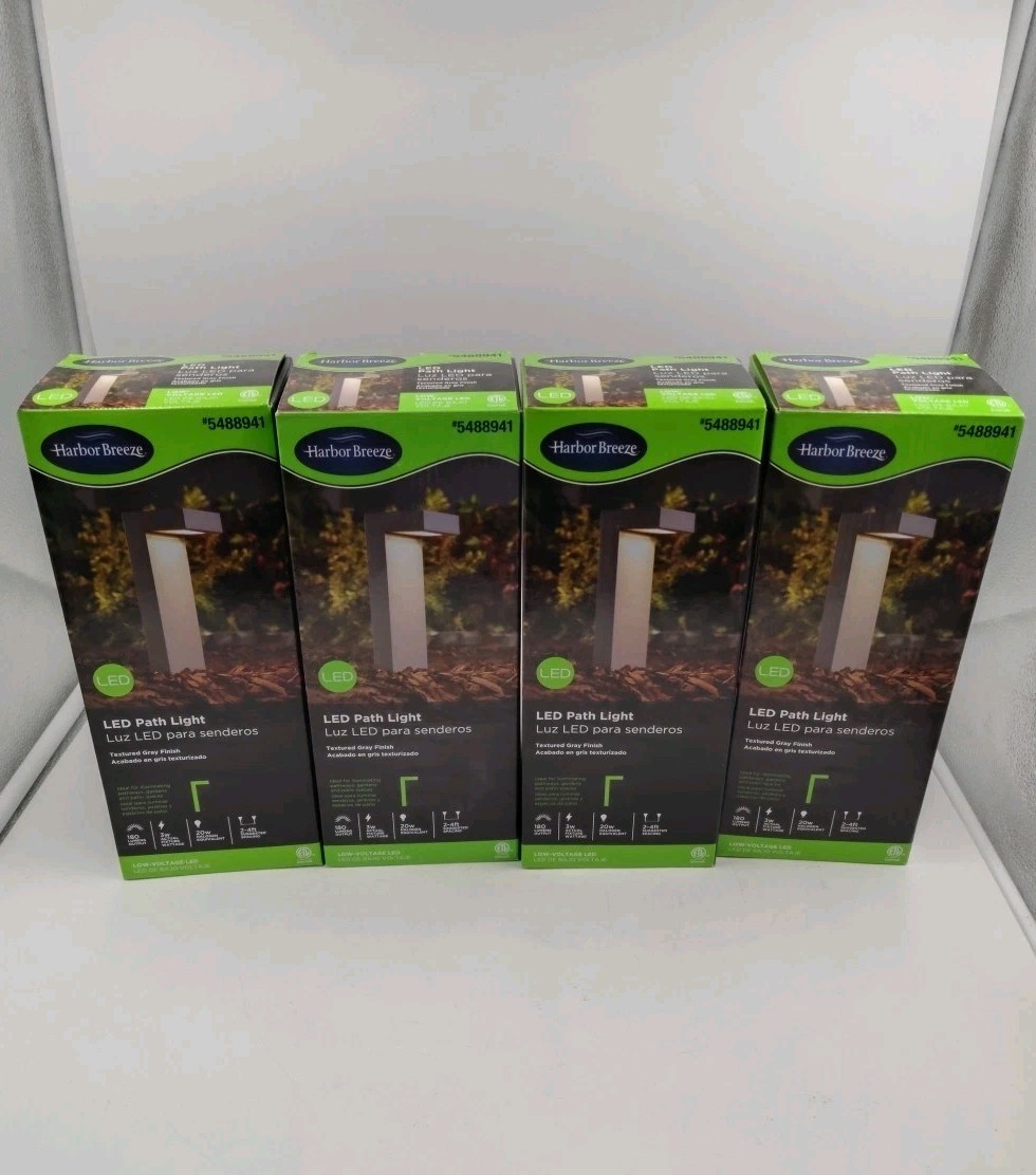 4X New Harbor Breeze 180 Lumens 3-Watt Concrete Low Voltage LED Path Light 3000K