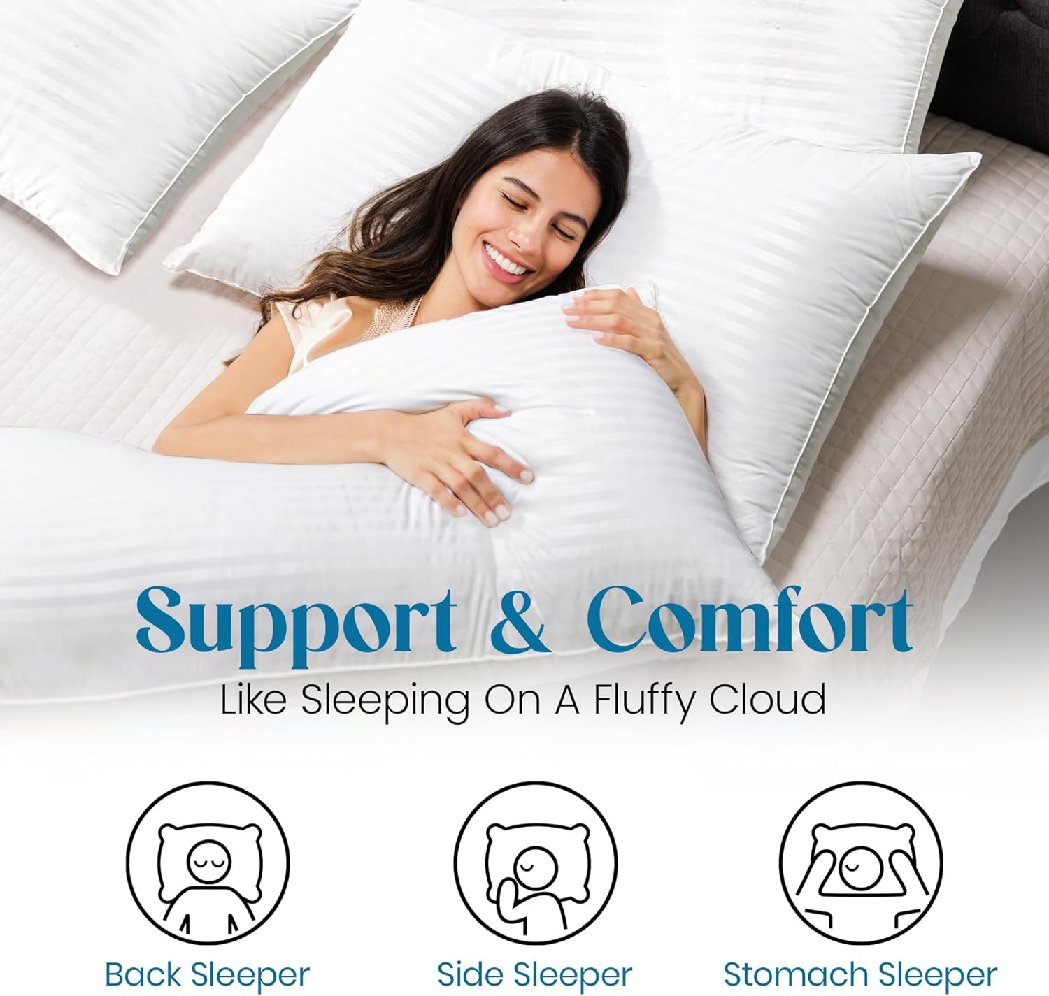 Down Alternative Bed Pillows for Sleeping, King Set of 2 Microfiber