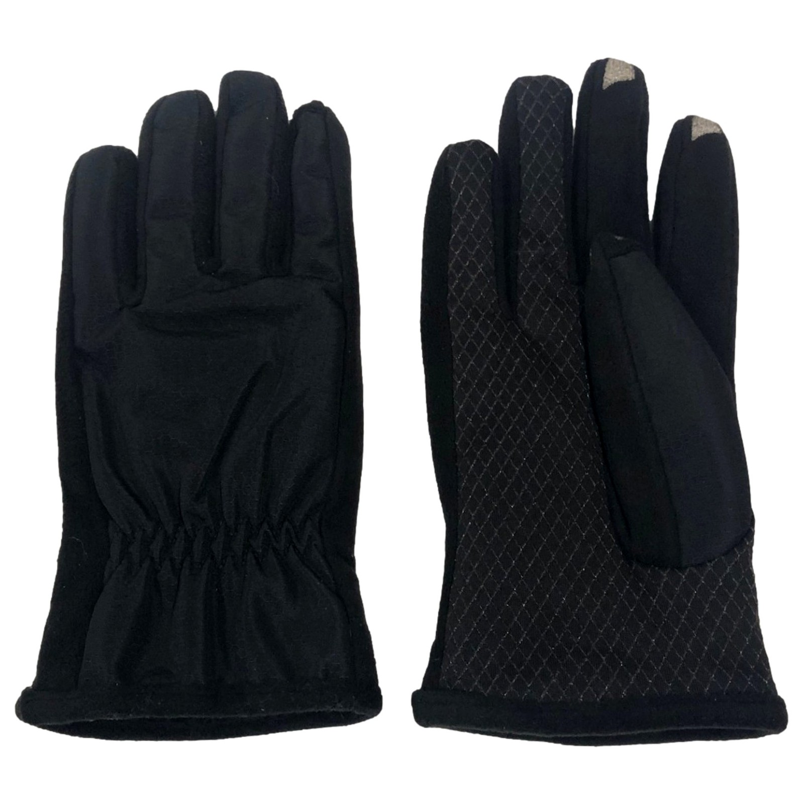 Isotoner Smartouch Mens Black Touchscreen Text Gloves Plush Lined Matrix