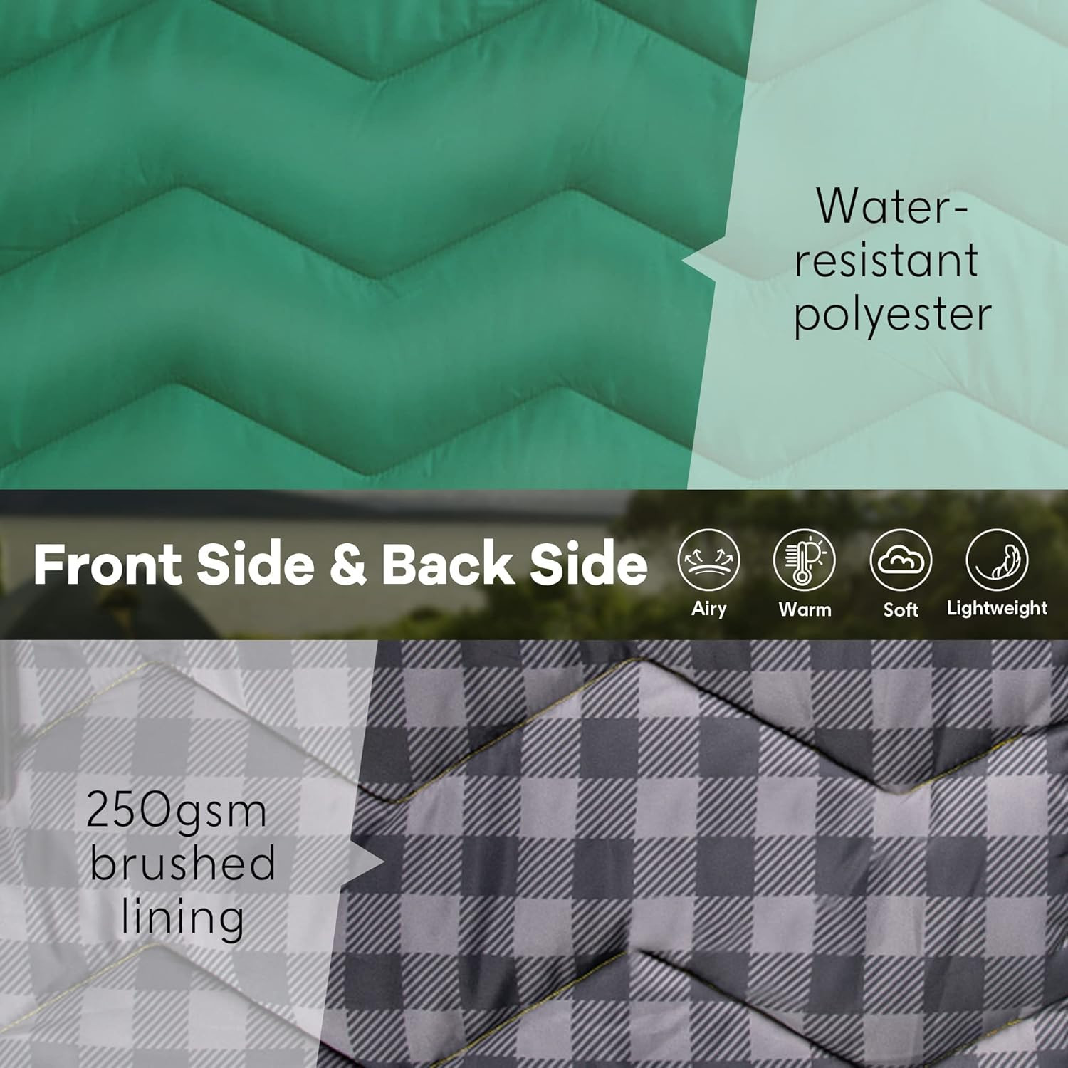 Waterproof Puffy Camping Blanket - Lightweight Packable Outdoor Quilt with Corne