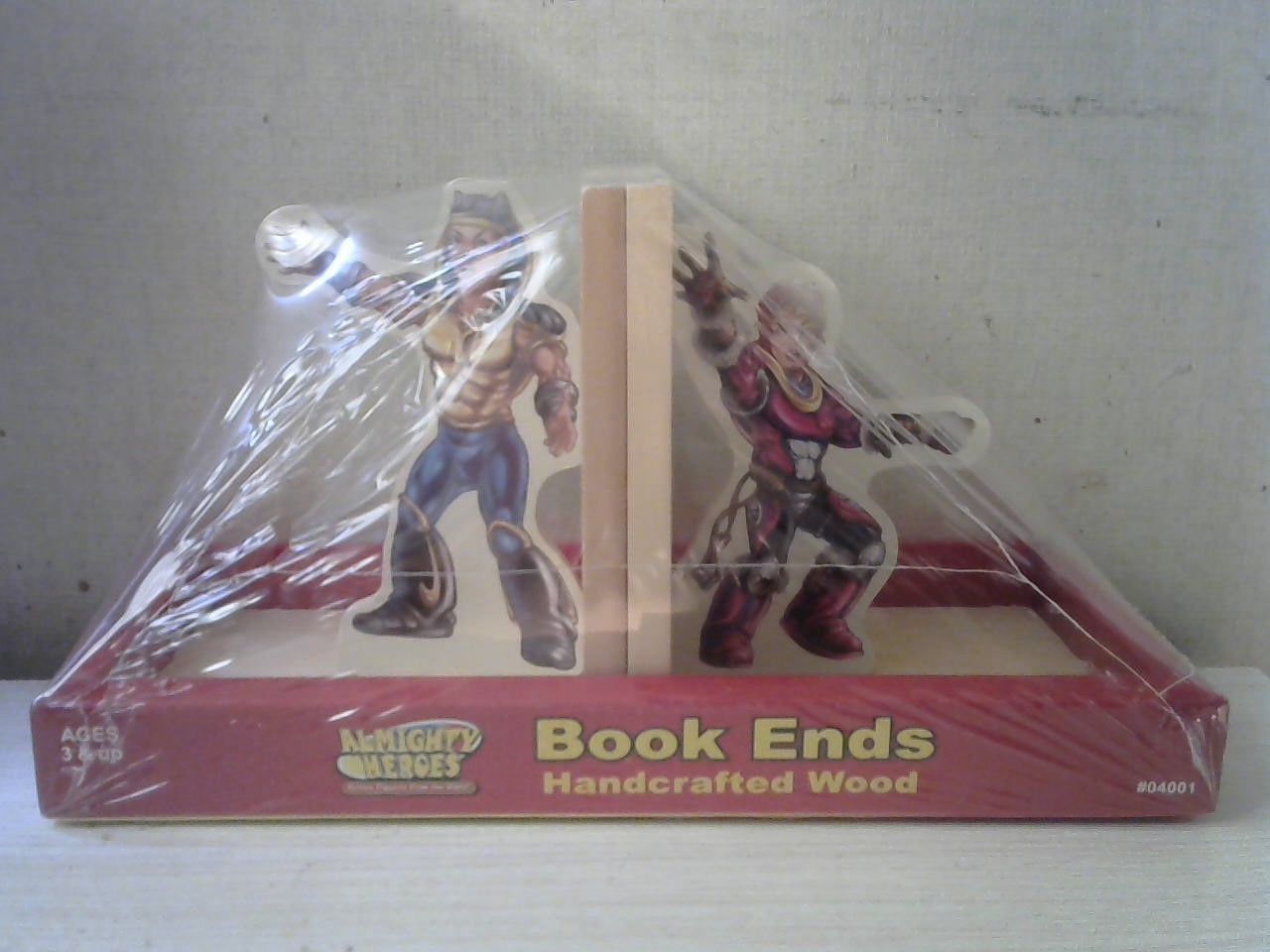 Almighty Heroes Action Figures From The Bible Wooden Book Ends