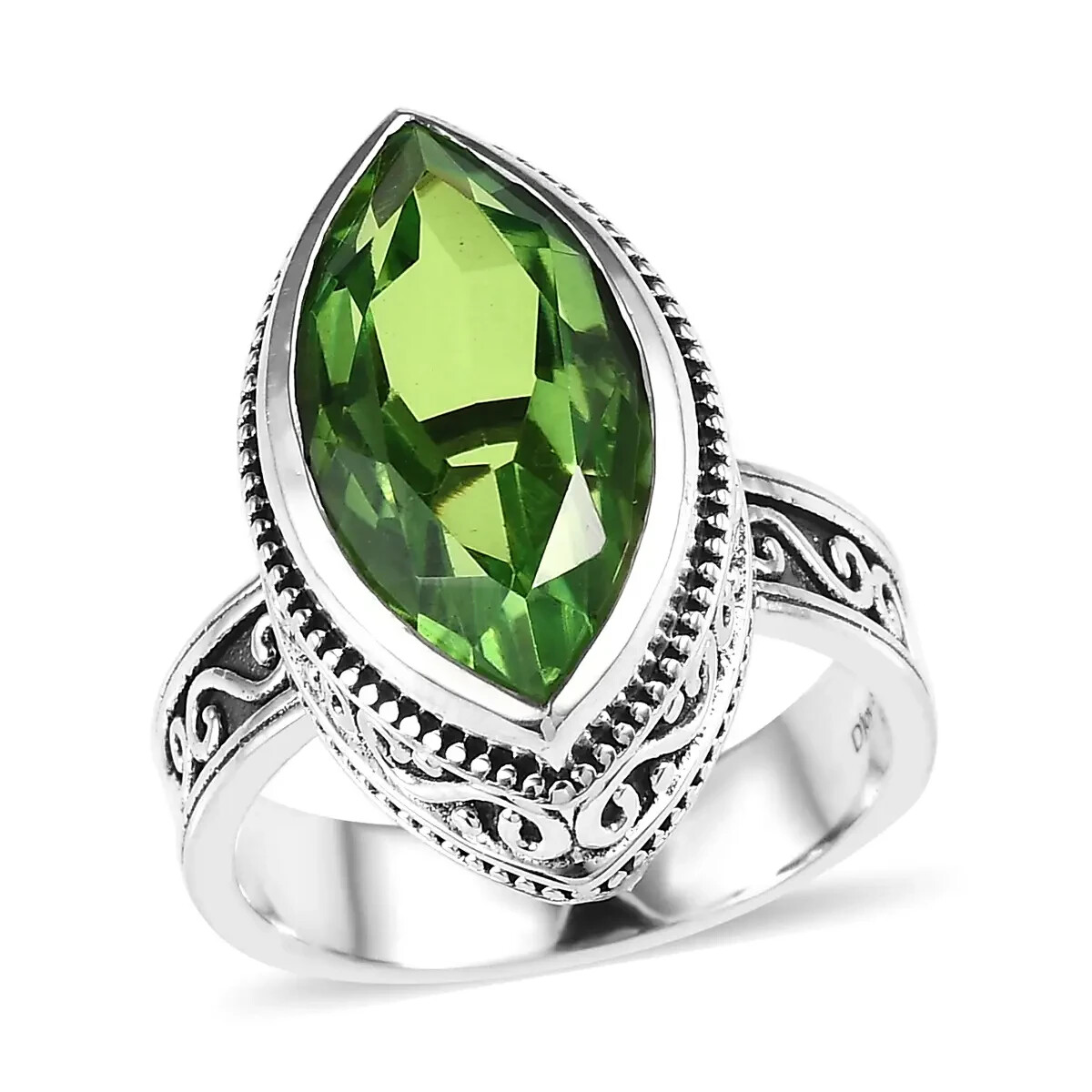 Artisan Crafted Chartreuse Quartz Solitaire Ring in Sterling 9 cts Sz 6