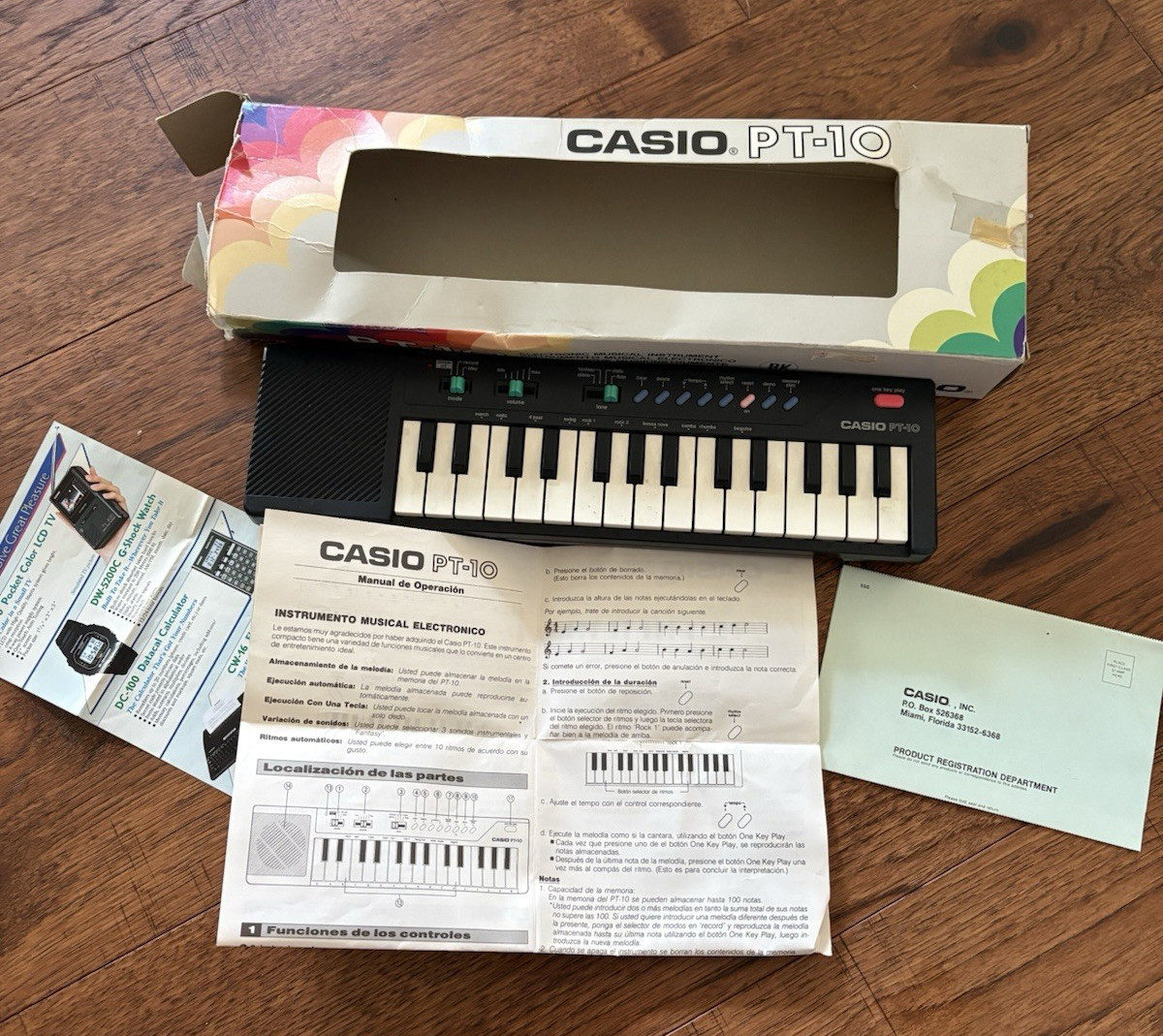 Vtg 1980's Casio PT-10 Mini-Keyboard Synthesizer Black For Parts Or Repair Retro