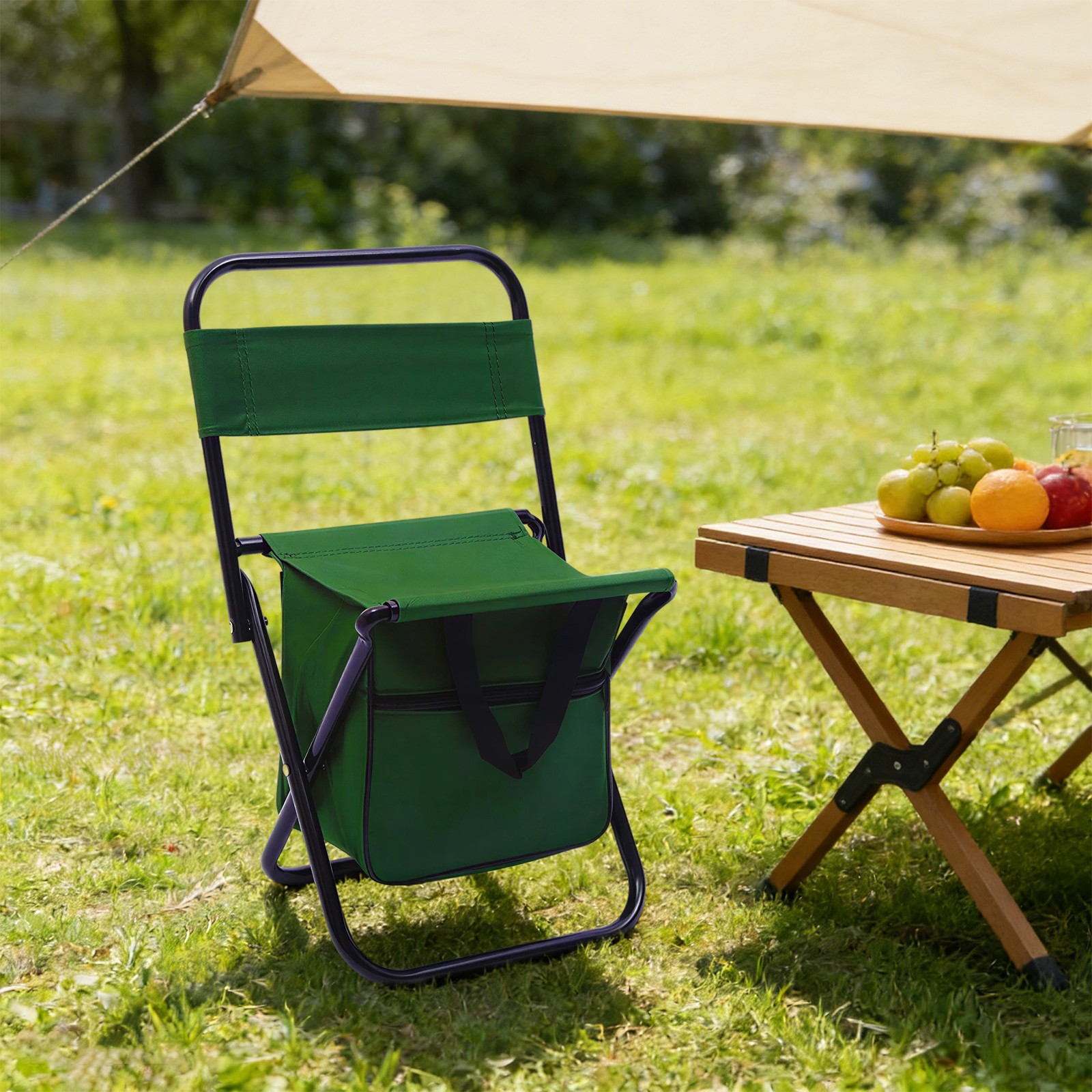 Folding Fishing Chair Folding Camping Chair Green Fishing Chair with Storage Bag