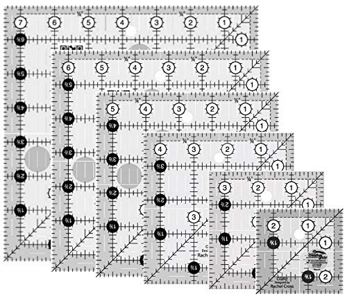 Creative Grids - 6 Square Quilt Rulers - 2.5", 3.5", 4.5", 5.5", Transparent