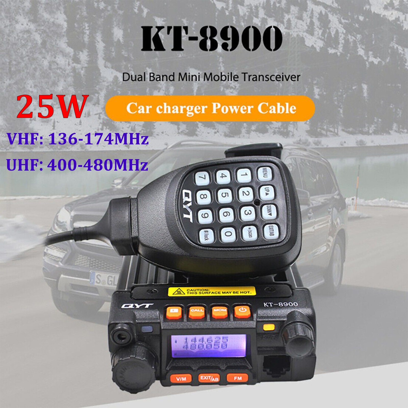 QYT KT-8900 VHF UHF Mini Mobile Radio 136-174 & 400-480MHz 25W Walkie Talkie US