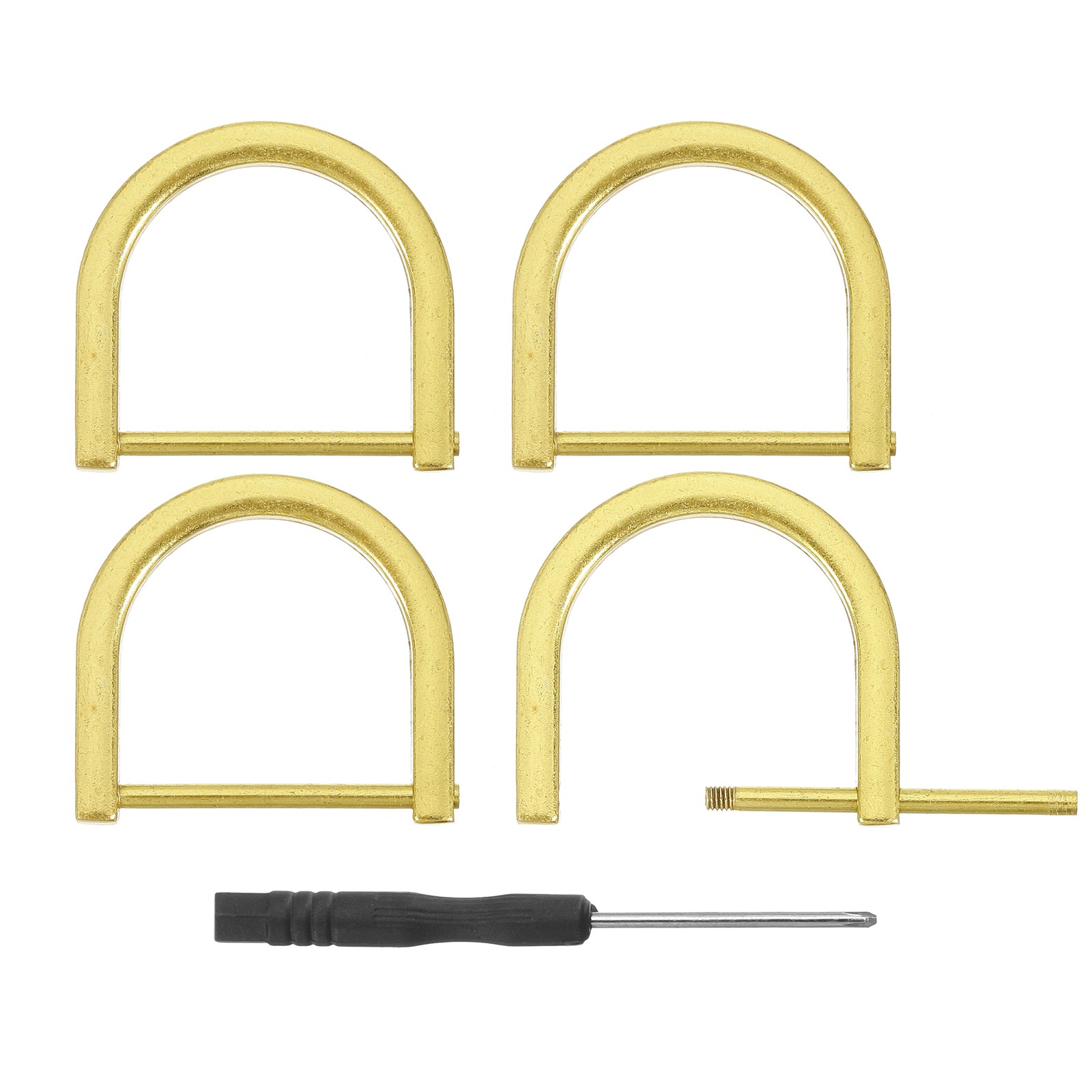 D-Rings Screw in Shackle, 4Pcs 32mm U Shape D Ring for Purse Bag, Gilding Gold