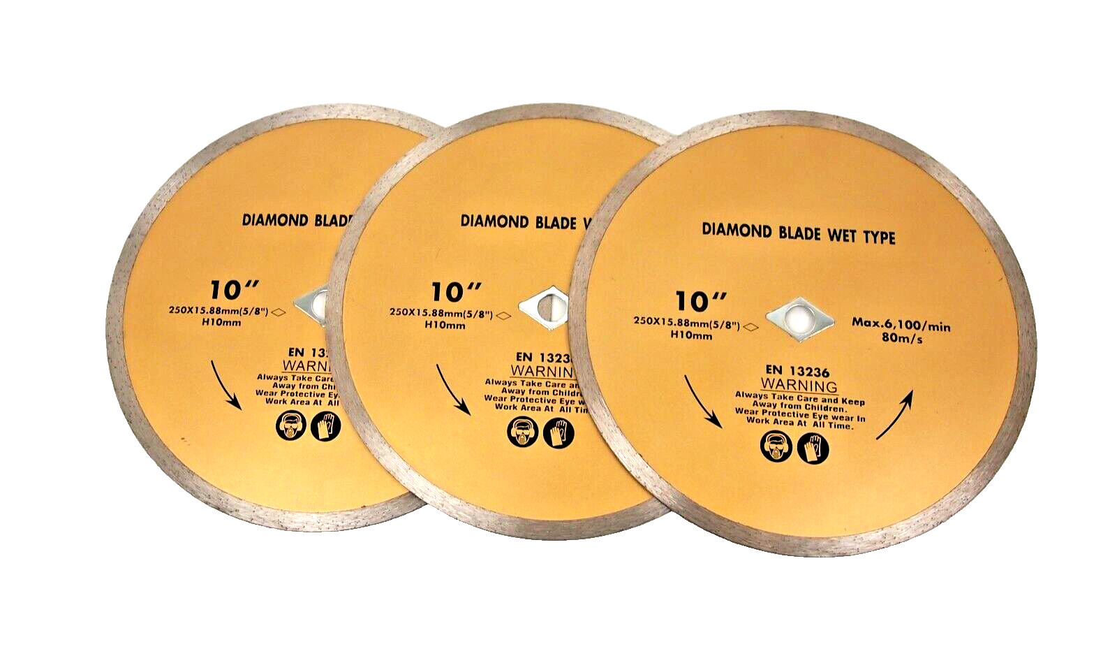 3PC 10" Diamond Saw Blade Wet Continuous 5/8" - 7/8" Granite Tile Stone Concrete