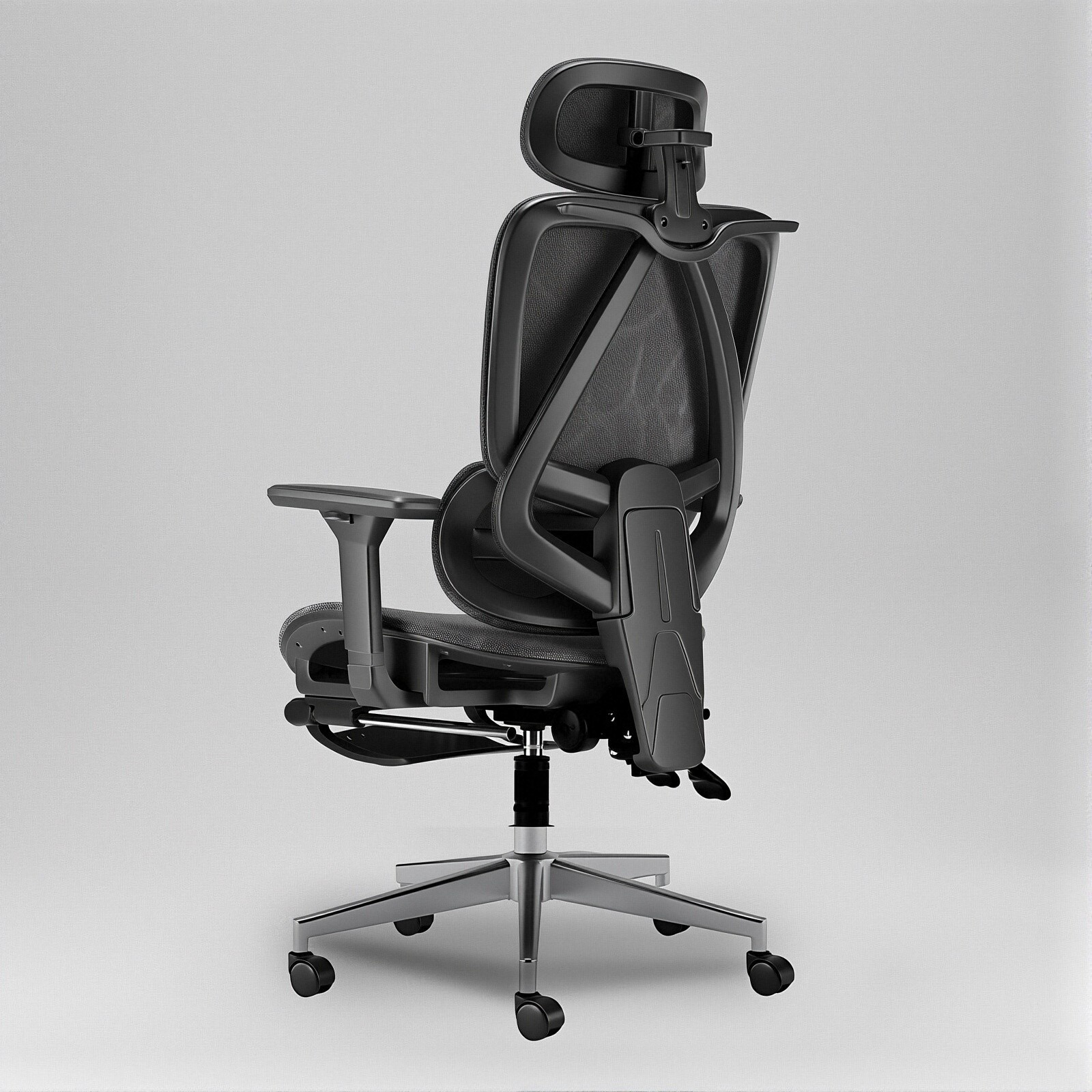 Home Office Mesh Chair with Retractable Headrest, Lumbar Support, comfotable