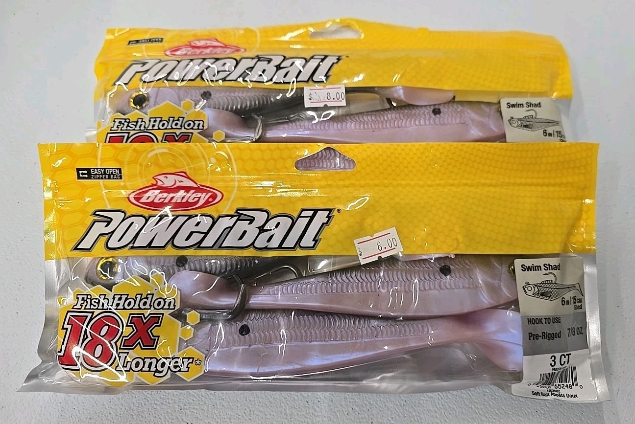 2X NEW! Berkley Swim Shad Powerbait Pre-Rigged 6" SHAD COLOR 7/8 oz. 3 PER BAG