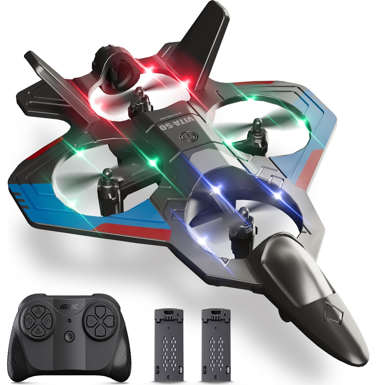 4DRC RC Planes Remote 7 inches x 2 x 10 inches, Black-2batteries