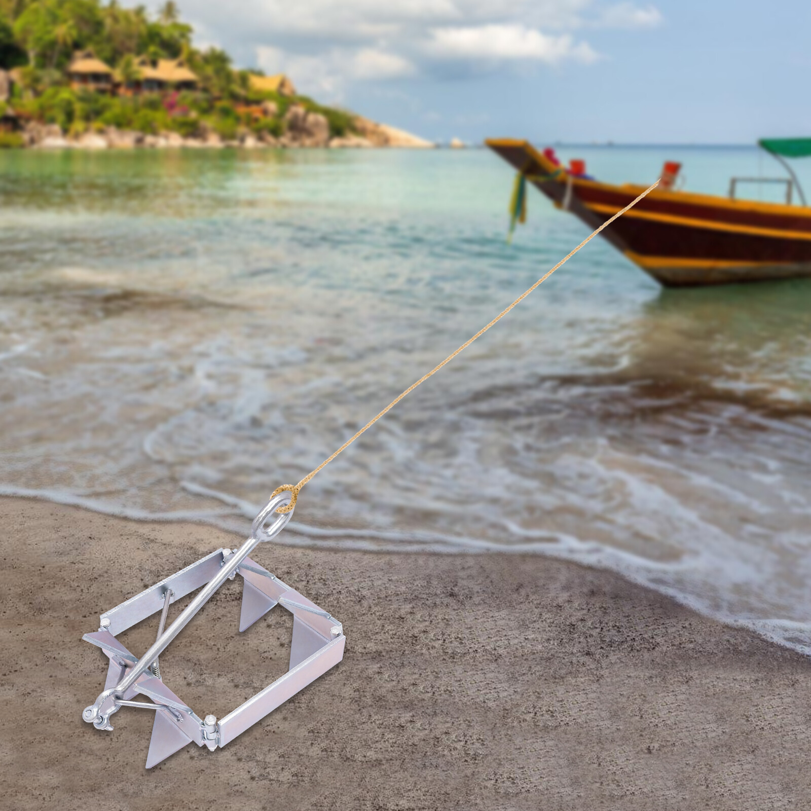 Boat Anchor Kit Sliding Cube Anchor 13lb Galvanized Steel For Boat Ship Foldable
