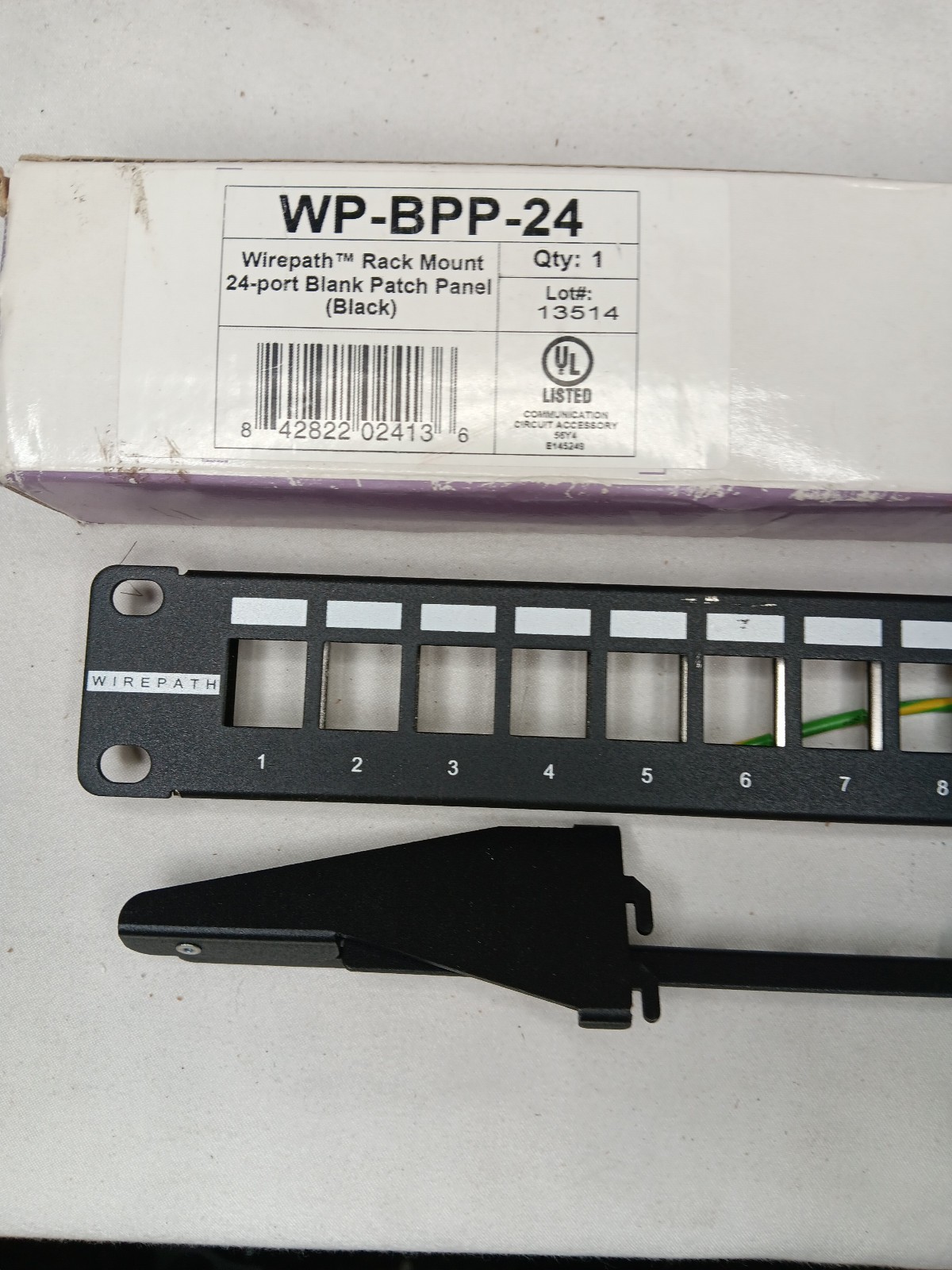Wirepath WP-BPP-24 Rack Mount 24 Port Blank Patch Panel Black