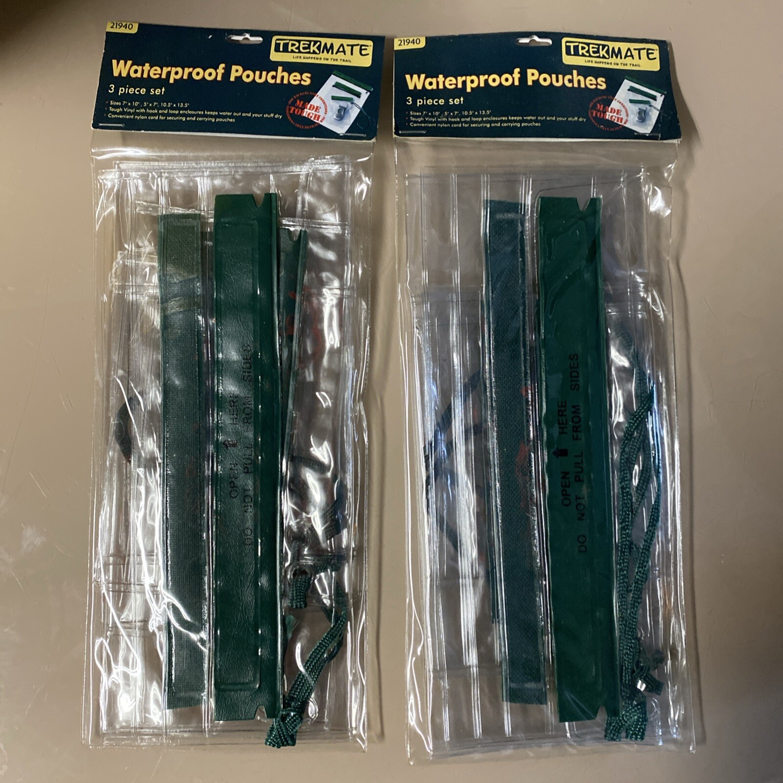 X2 Lot TrekMate 3 Piece Waterproof Outdoor Vinyl Dry Pouches 3 Sizes Made Tough