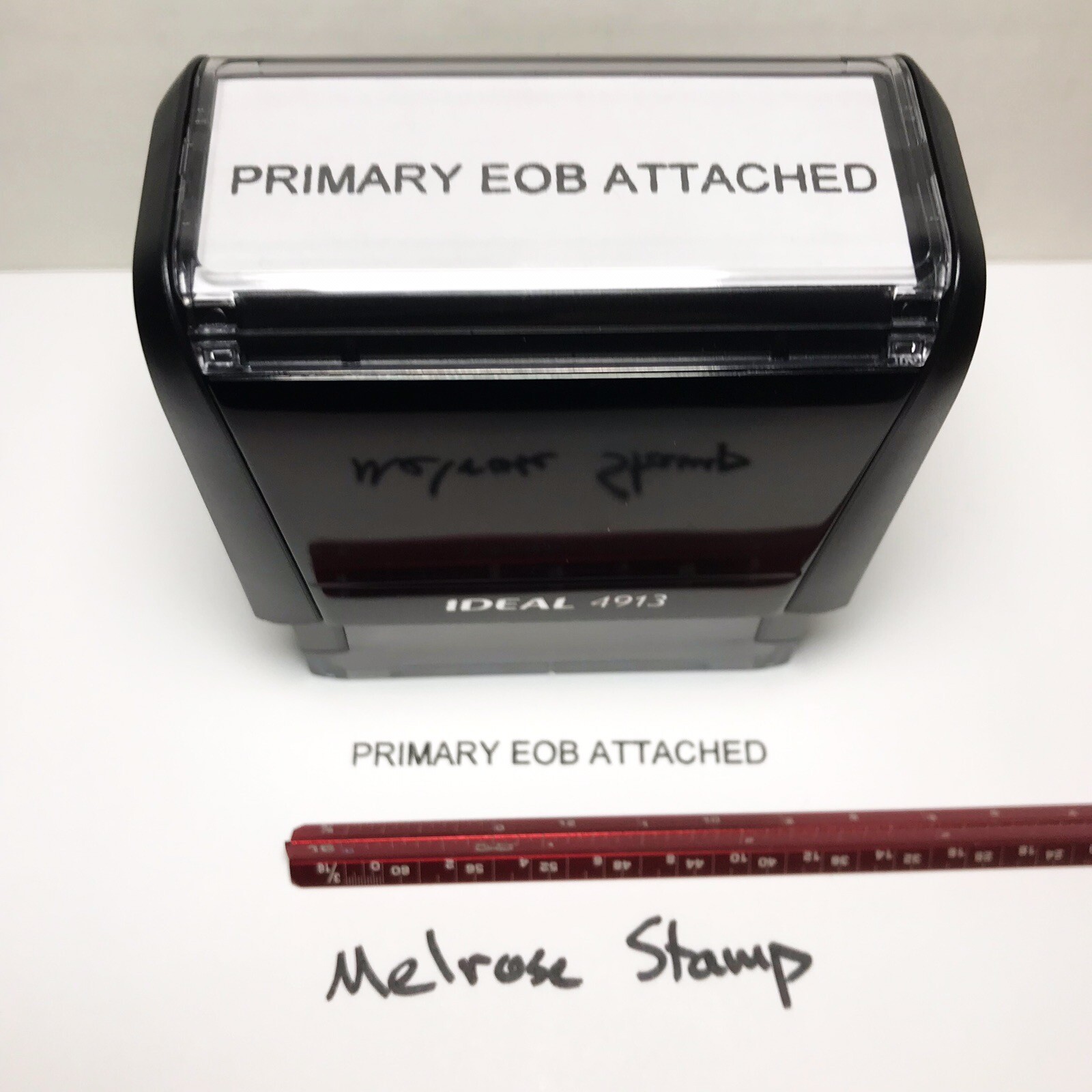 Primary EOB Attached Rubber Stamp Black Ink Self Inking Ideal 4913