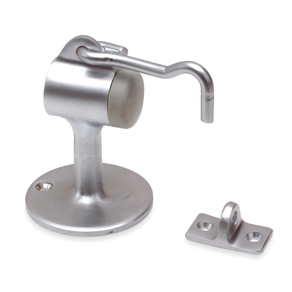 GRAINGER APPROVED 5U616 Hook-Style Door Holder,2-7/32In,Stn Chrm 5U616
