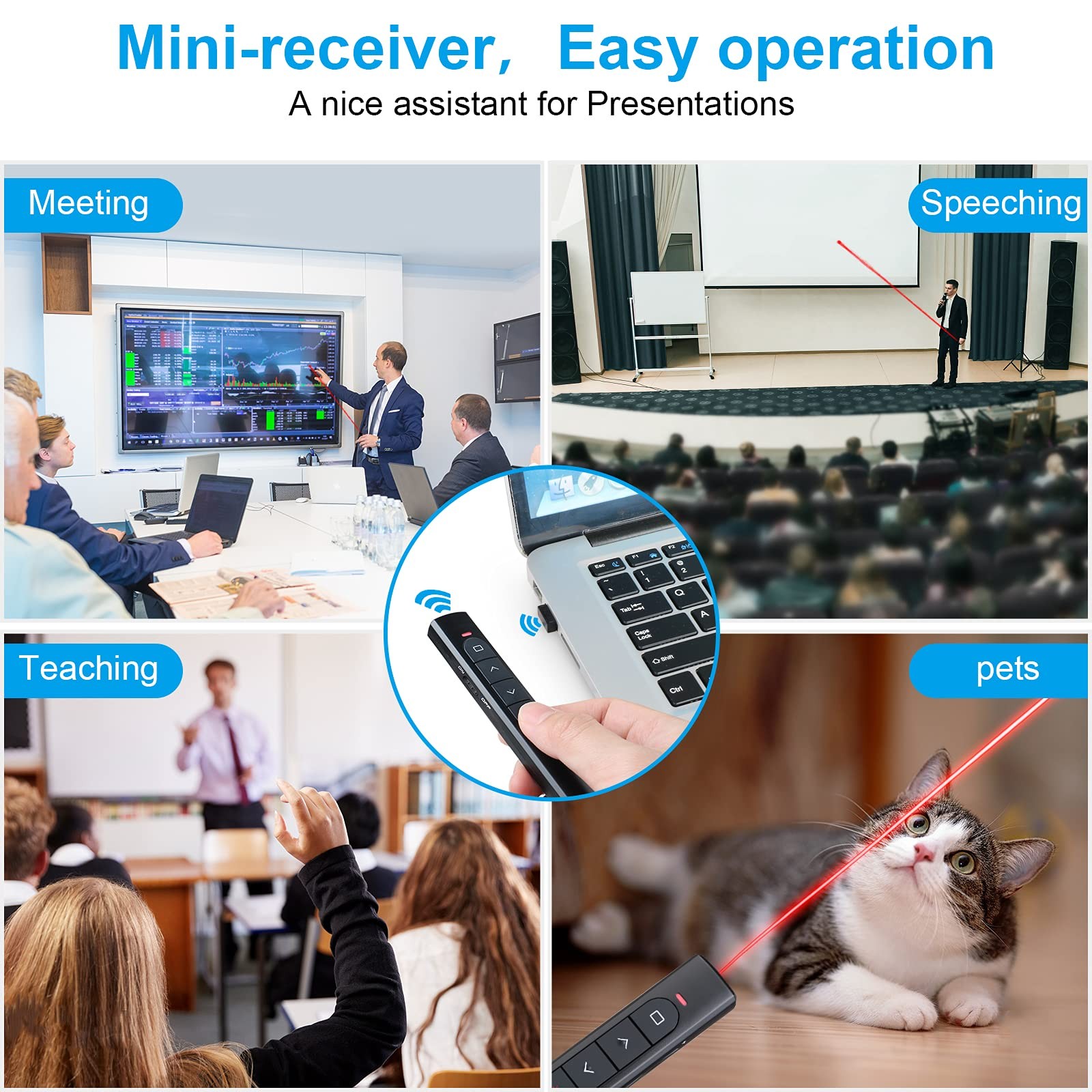 Wireless Presenter Remote, Presentation Clicker with Hyperlink & Volume Remot...