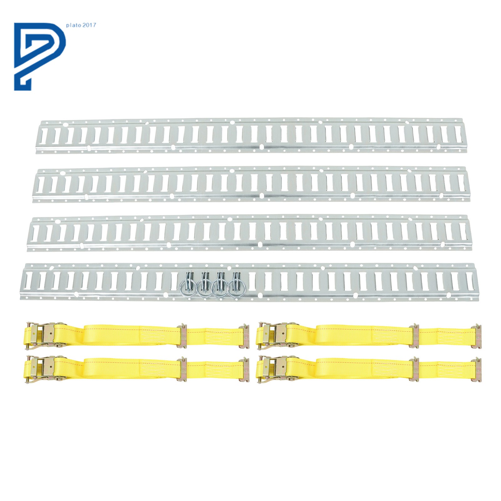 E Track Tie Down Kit 12 Pack 4x 5' E Track Rails 4x 12' Ratchet Straps 4×O-Rings