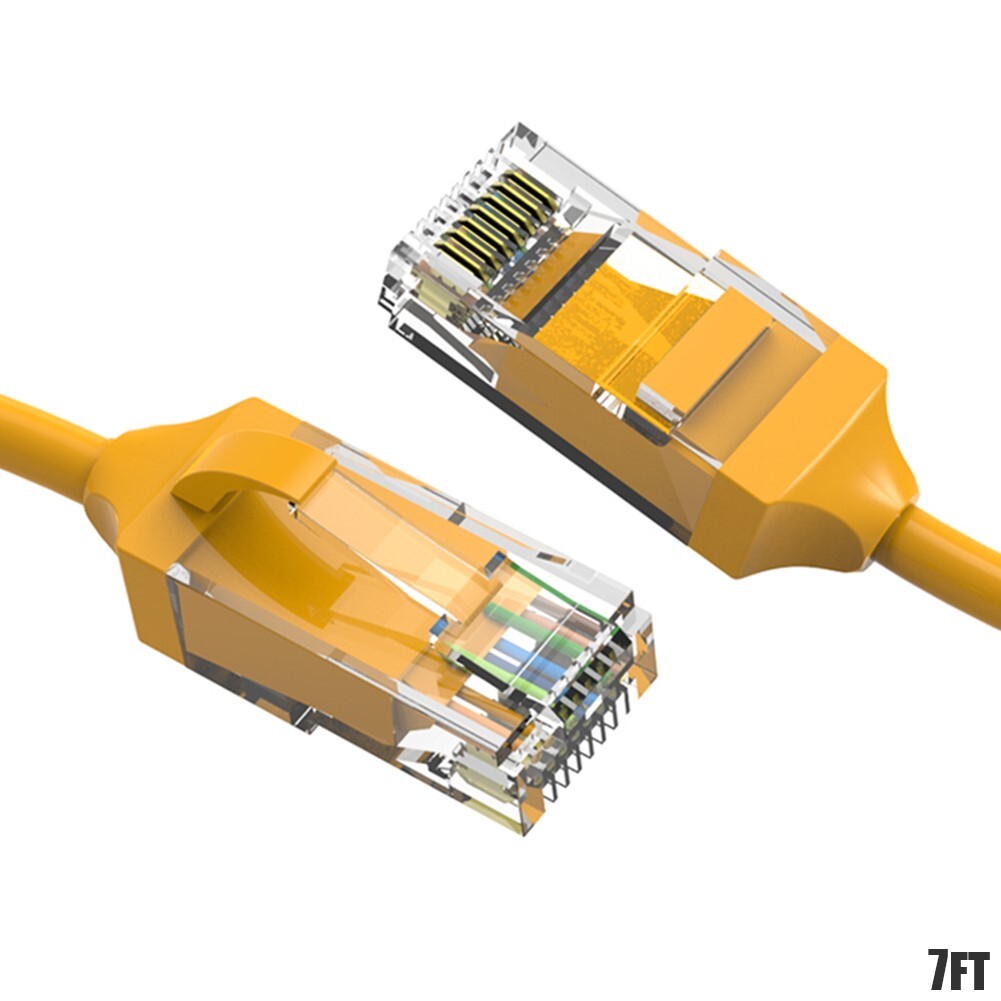 7FT CAT6 RJ45 Slim Ethernet LAN Network Patch Cable UTP Copper Wire 28AWG Yellow