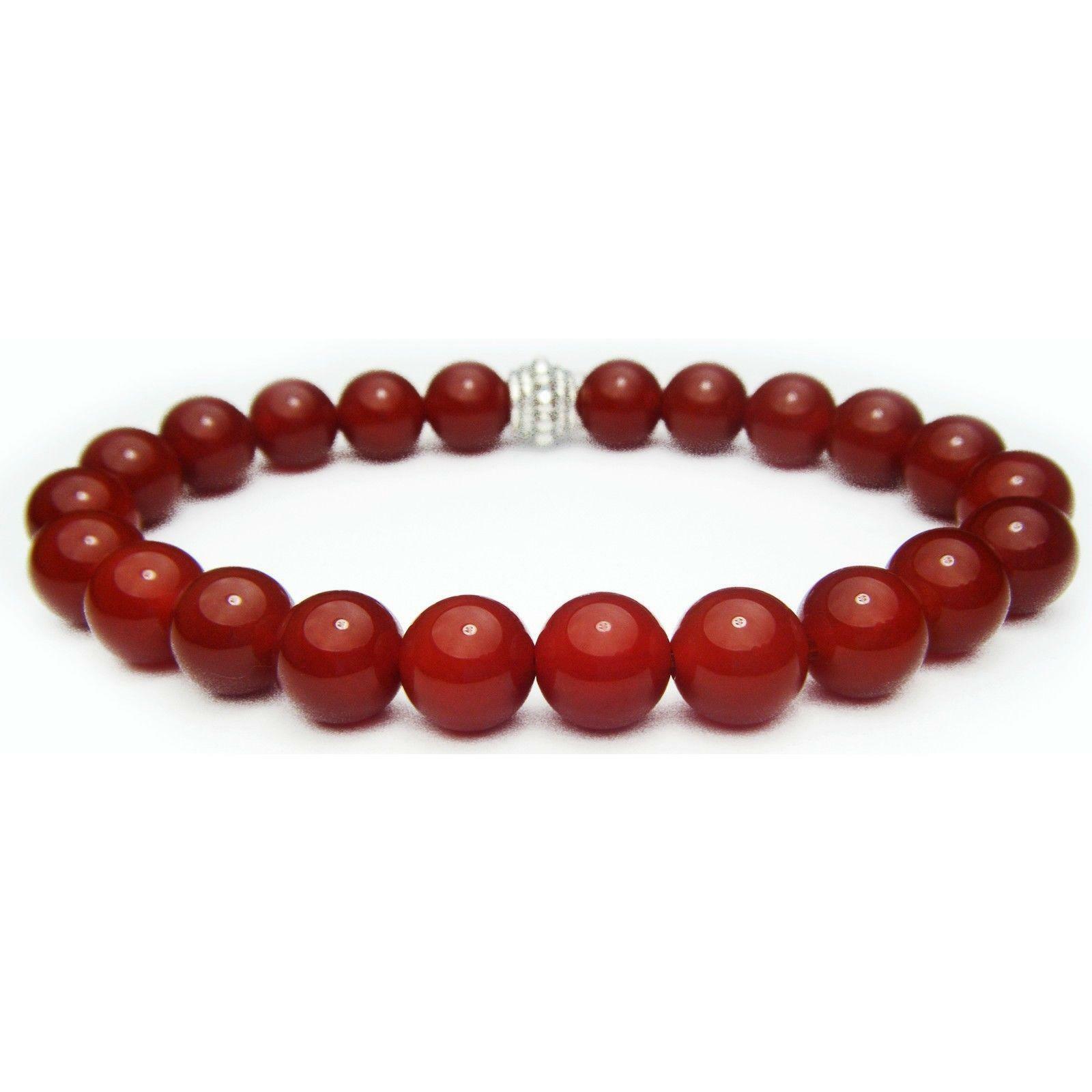 Carnelian 8mm Round Crystal Bead Bracelet with Description Card