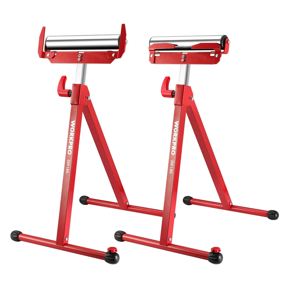 WORKPRO 2-Pack Folding Roller Stand Height Adjustable Heavy Duty 250LBS Load MAX