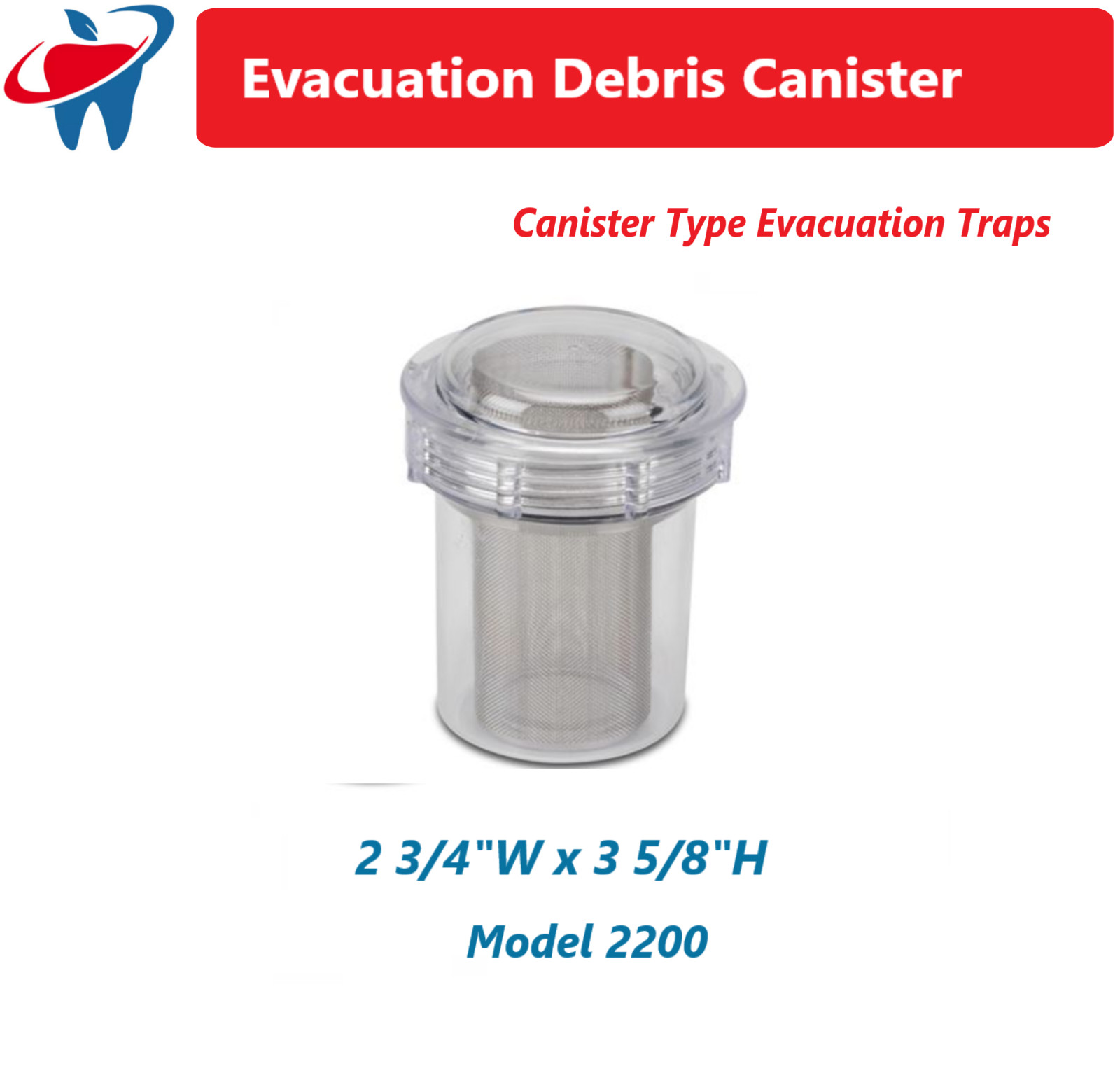 Dental Evac-U-Trap Vacuum Trap Filter #2200 1 & 2 Single handpieces, WhirlVac