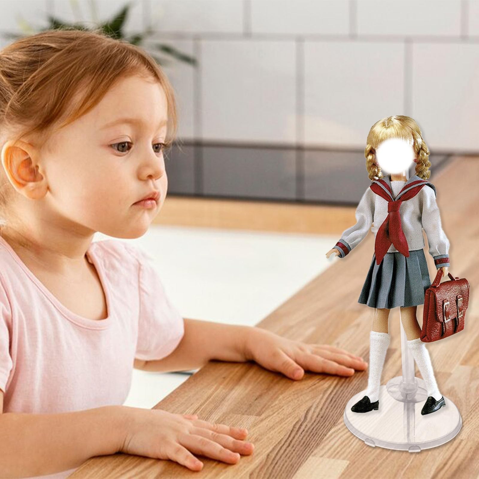 XJMWXHFC 10pc Adjustable Doll Display Holders, Clear Plastic Action CLEAR