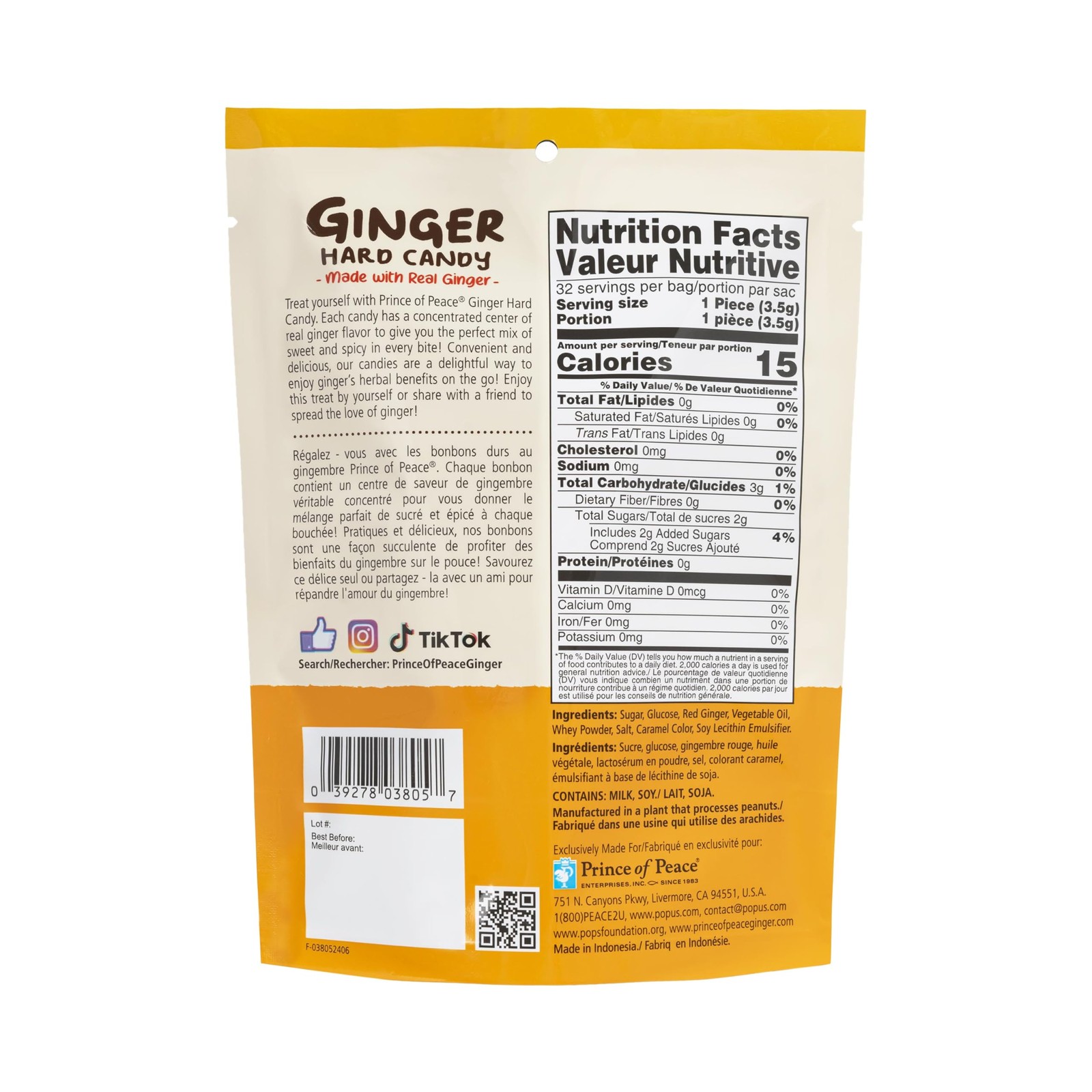 Ginger Hard Candy Center Filled Burst Natural Digestive Aid Individually Wrap...