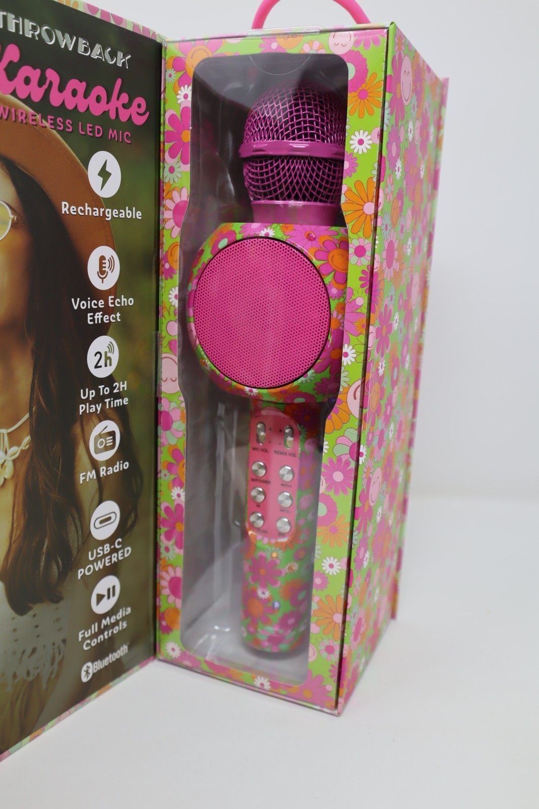 Throwback Karaoke Wireless Bluetooth MIC, Colorful LED Lights, NEW IN BOX