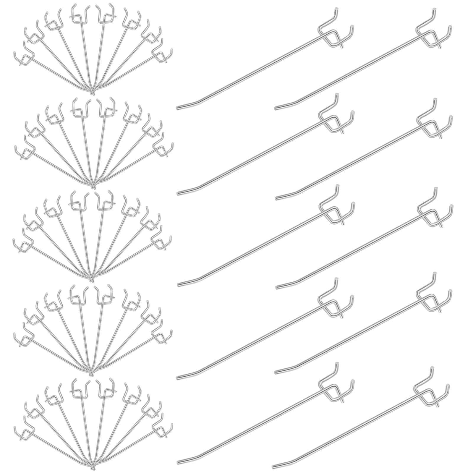 50 Pack 6 Inch Pegboard Hooks L Shape Metal Hooks Kit For 1/4 And 1/8 Pegboard