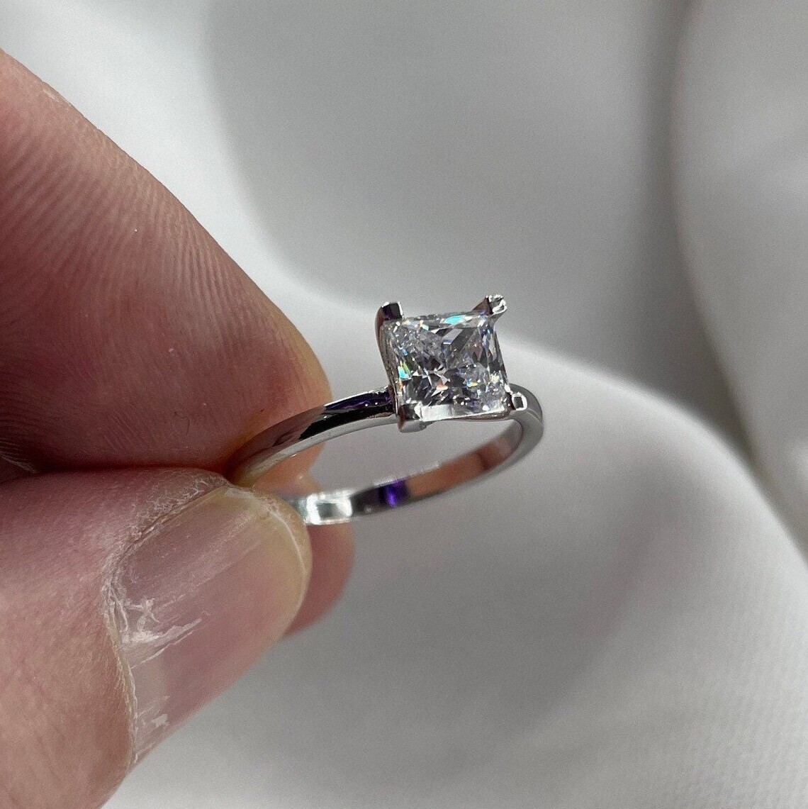 1 Ct Created Diamond 925 Sterling Silver Wedding Ring Promise ring Princess cut