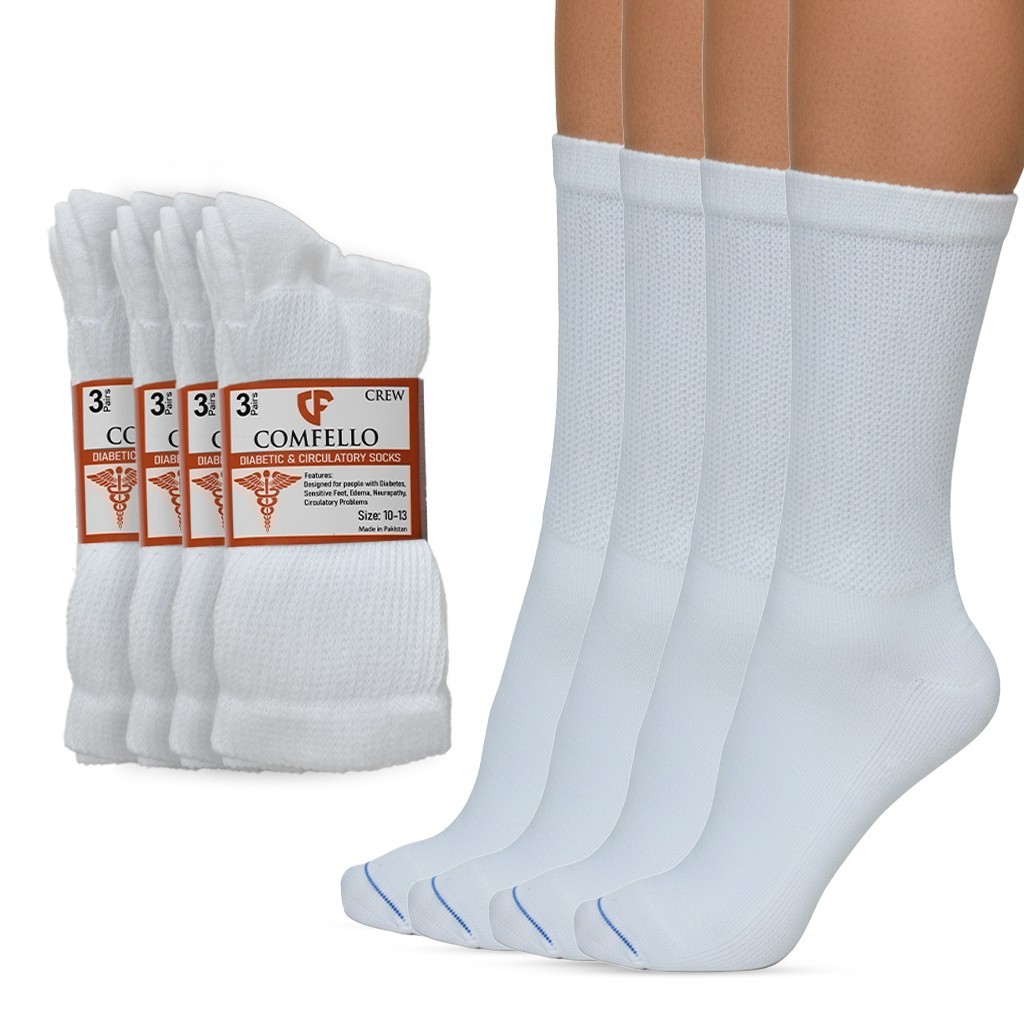 6 Pairs Diabetic Crew Socks Mens Circulatory Health Non Binding 9-11 10-13 13-15