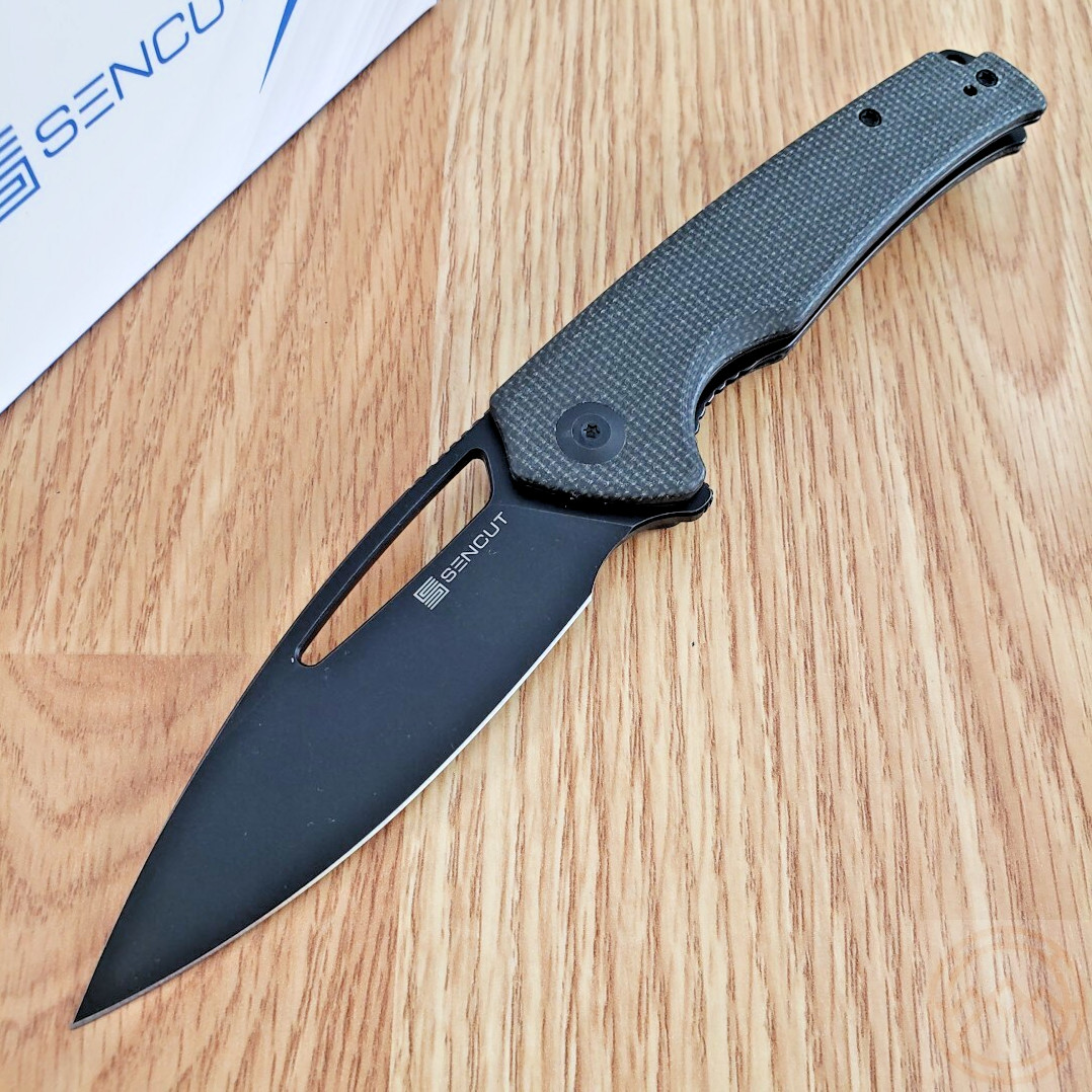 SENCUT Mims Liner Folding Knife 3.5" 9Cr18MoV Steel Blade Green Micarta Handle
