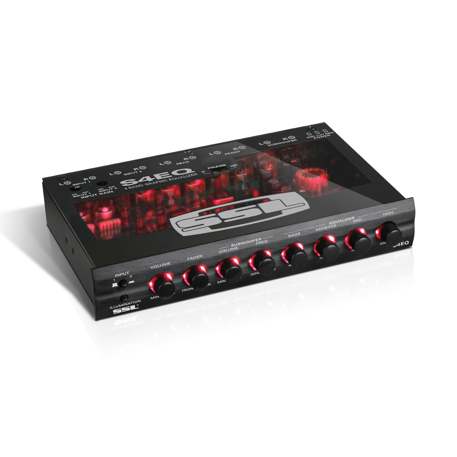 S4EQ 4 Band Pre-Amp Car Audio Stereo Equalizer - Gold-Plated Front/Rear and S...