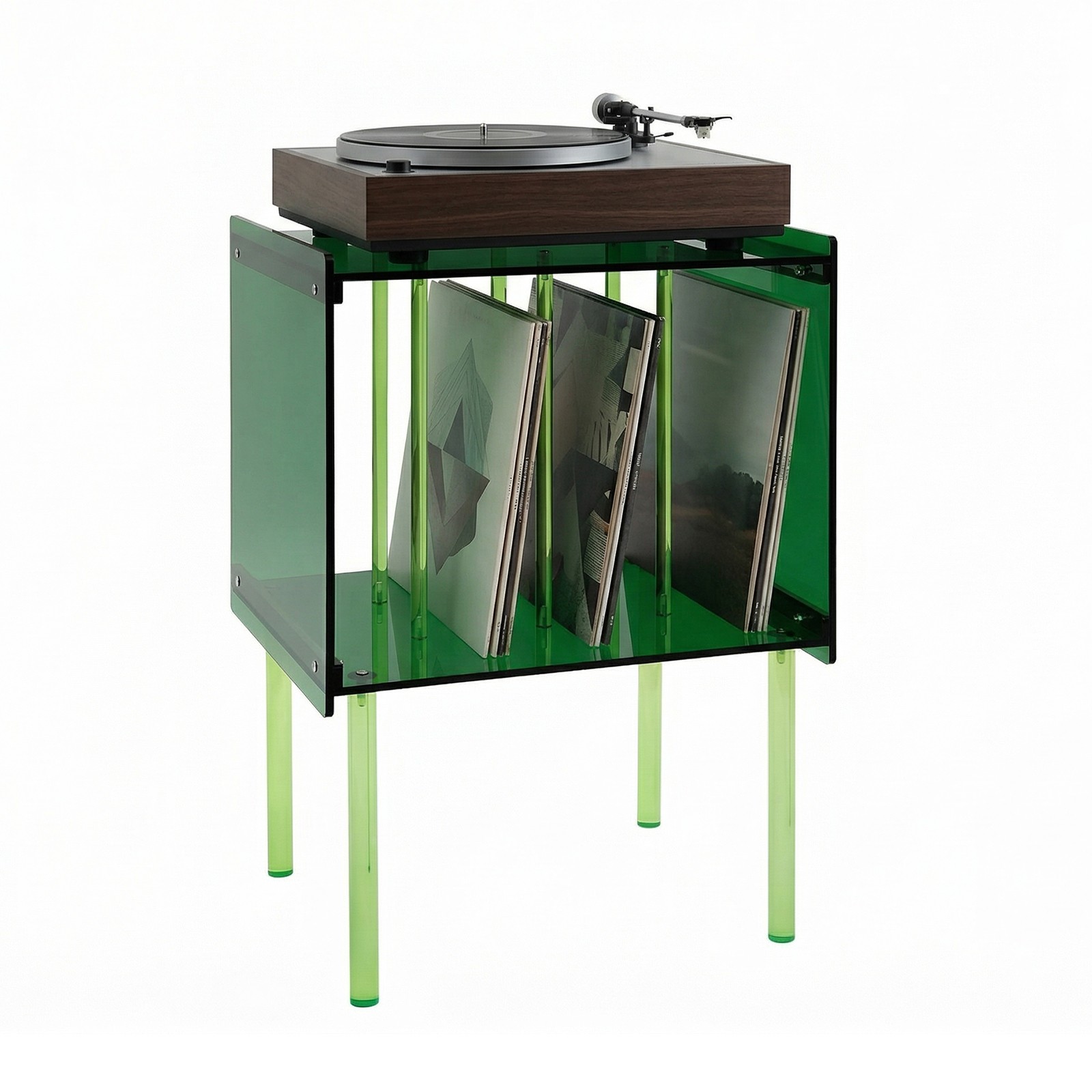 Record Player Stand with Storage Acrylic Side Table Acrylic Record Player Stand
