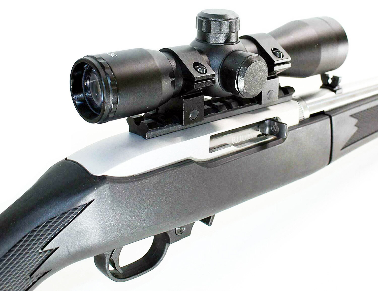 Ruger 10/22 Combo Kit With 4x32 Rifle Scope Rings Rail Mount mil dot reticle blk